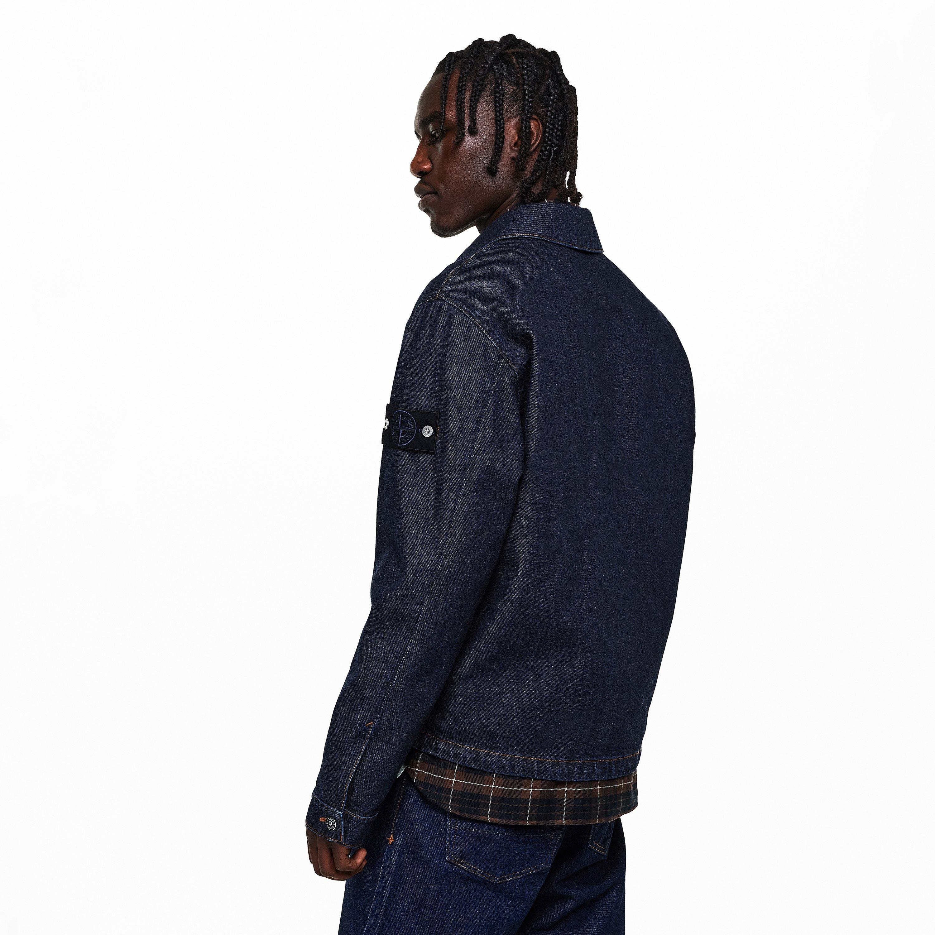 Blu Rinse VJ201 - Stone Island - Mens Denim Research Biker Jacket - 4