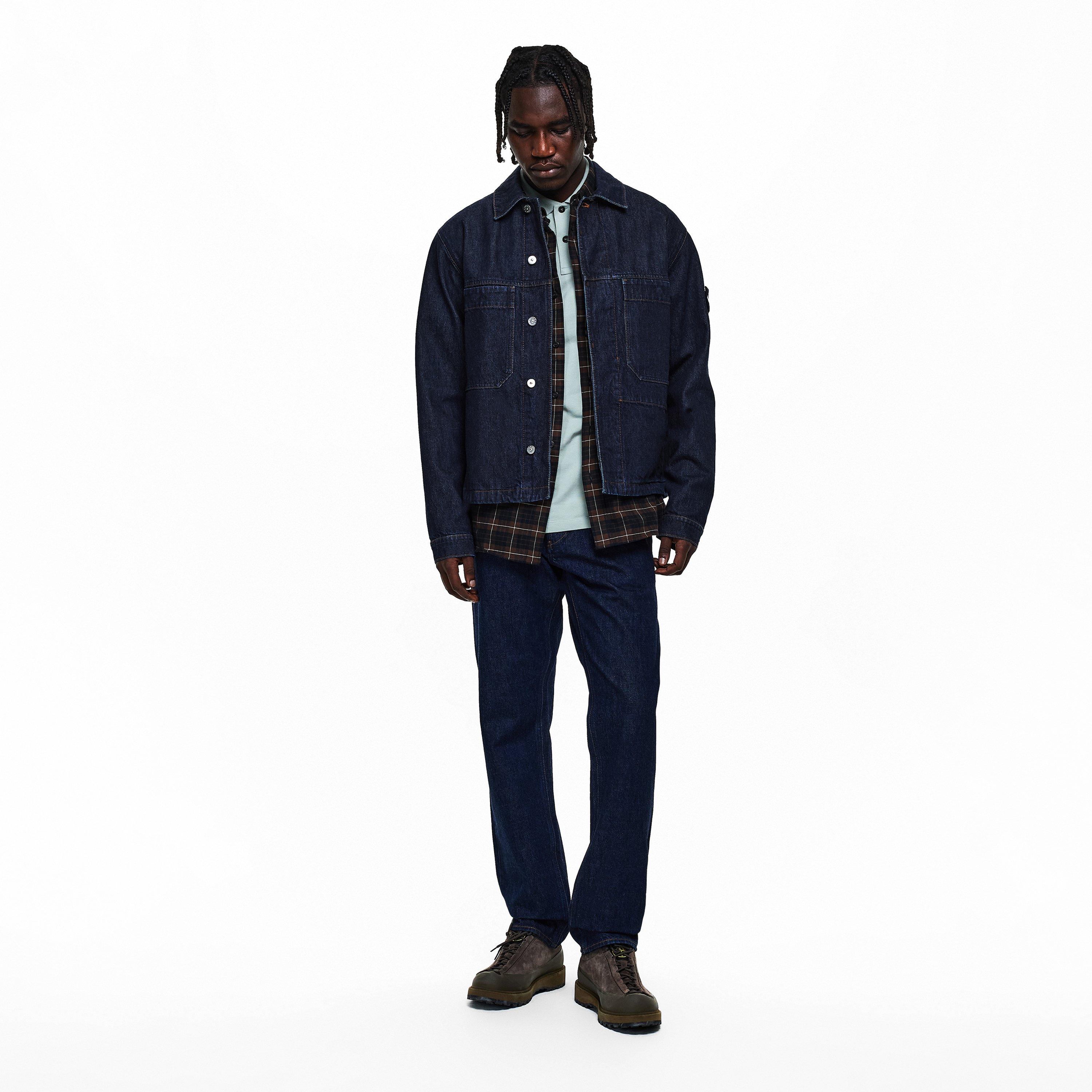 Blu Rinse VJ201 - Stone Island - Mens Denim Research Biker Jacket - 6