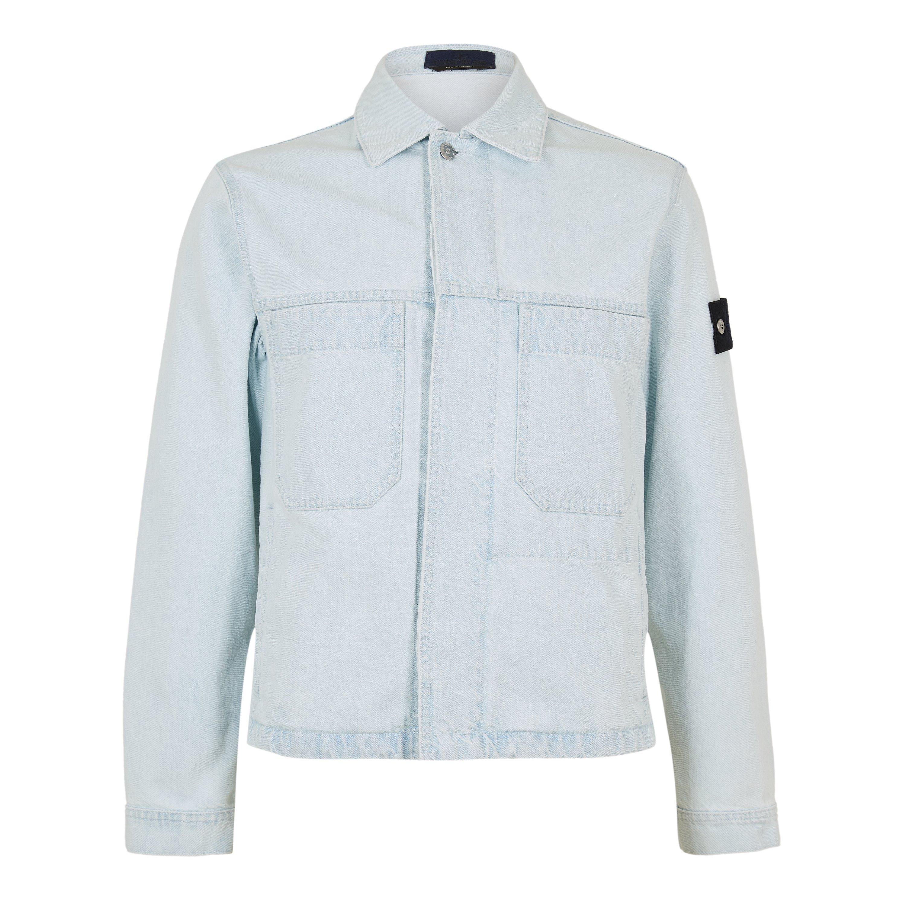 Blue Blch VJ203 - Stone Island - Mens Denim Research Biker Jacket - 1
