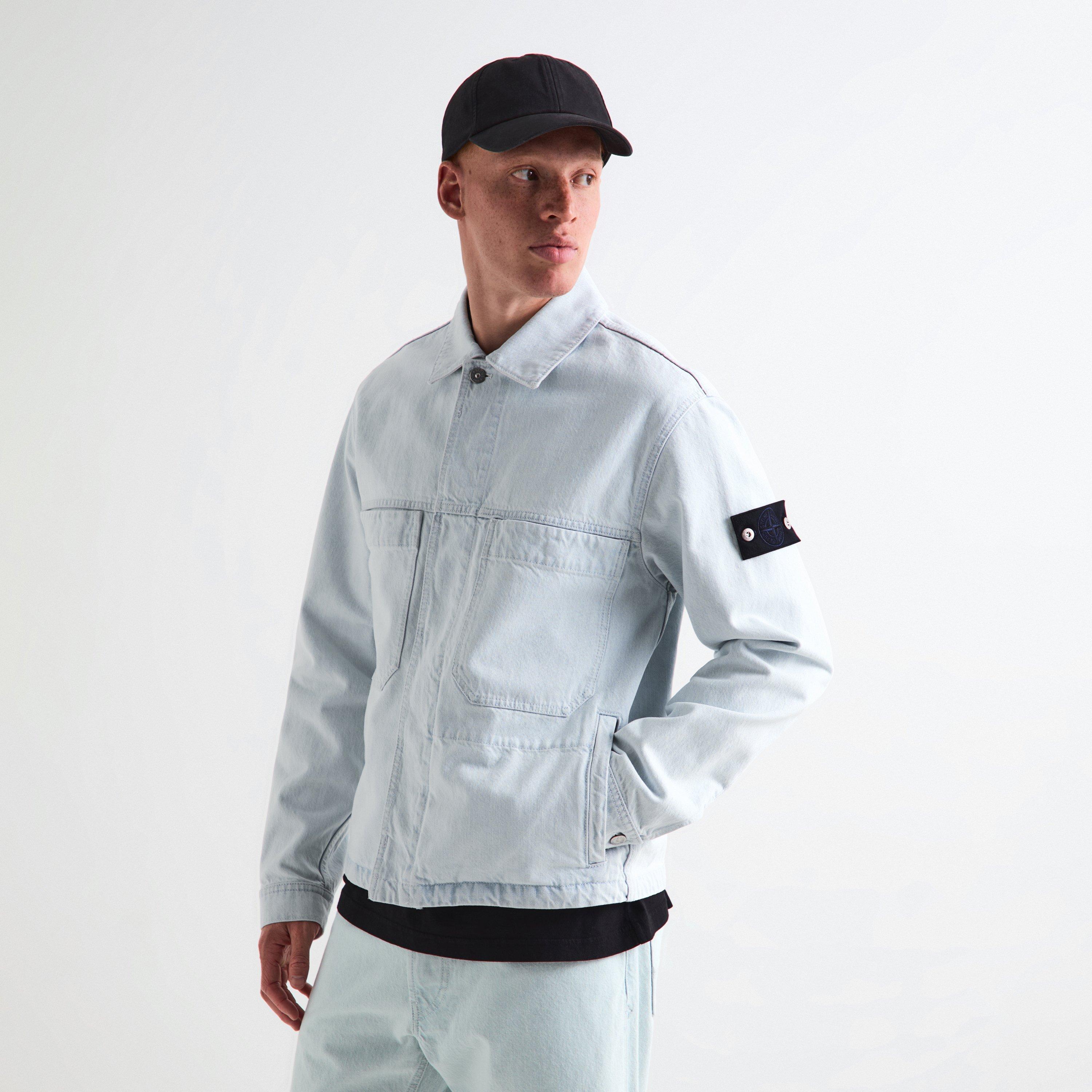 Blue Blch VJ203 - Stone Island - Mens Denim Research Biker Jacket - 3