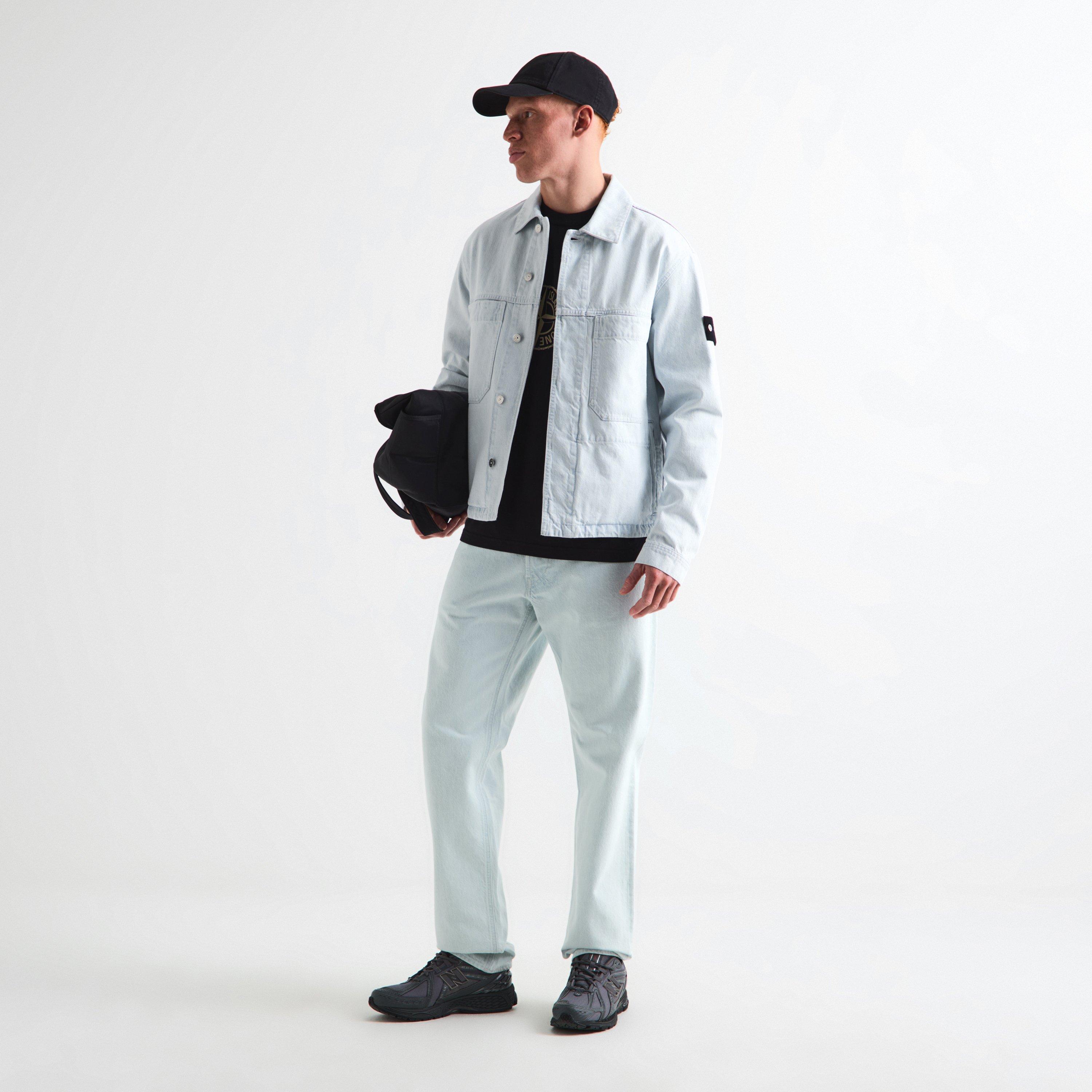 Stone Island Mens Denim Research Biker Jacket | Flannels
