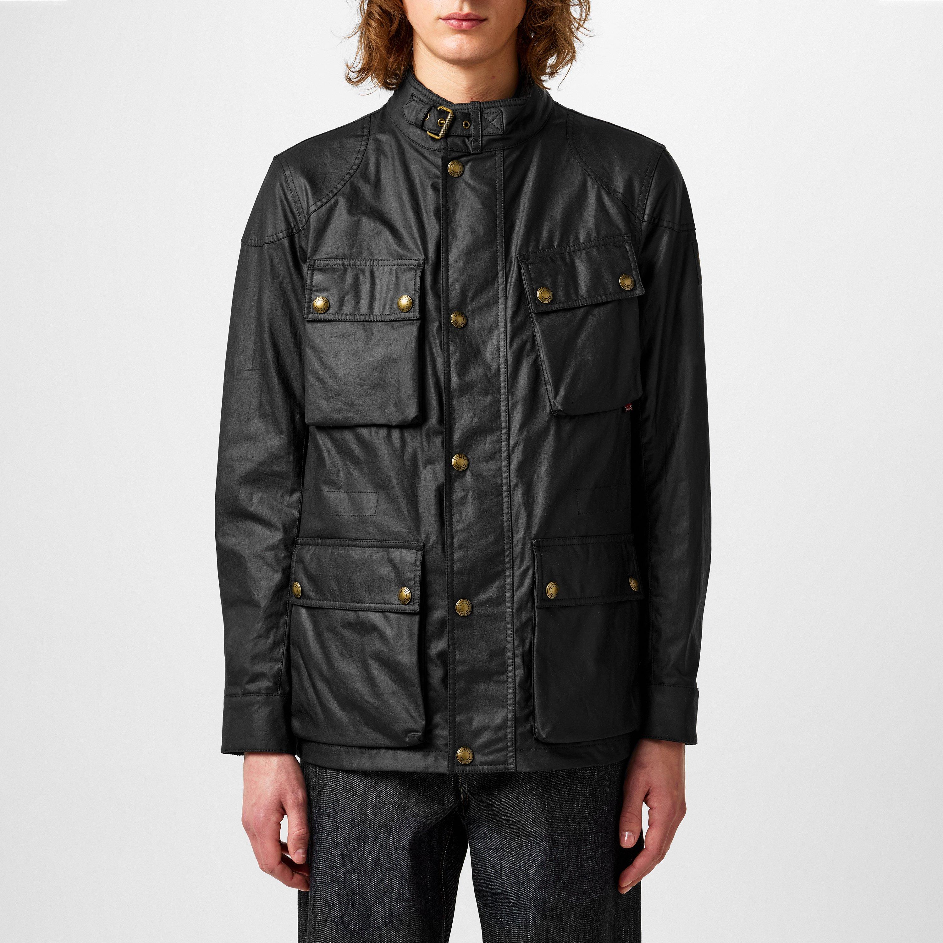 Black - Belstaff - Men's Fieldmaster Water and Wind Resistant Cotton Long Sleeve Wax Jacket - 3