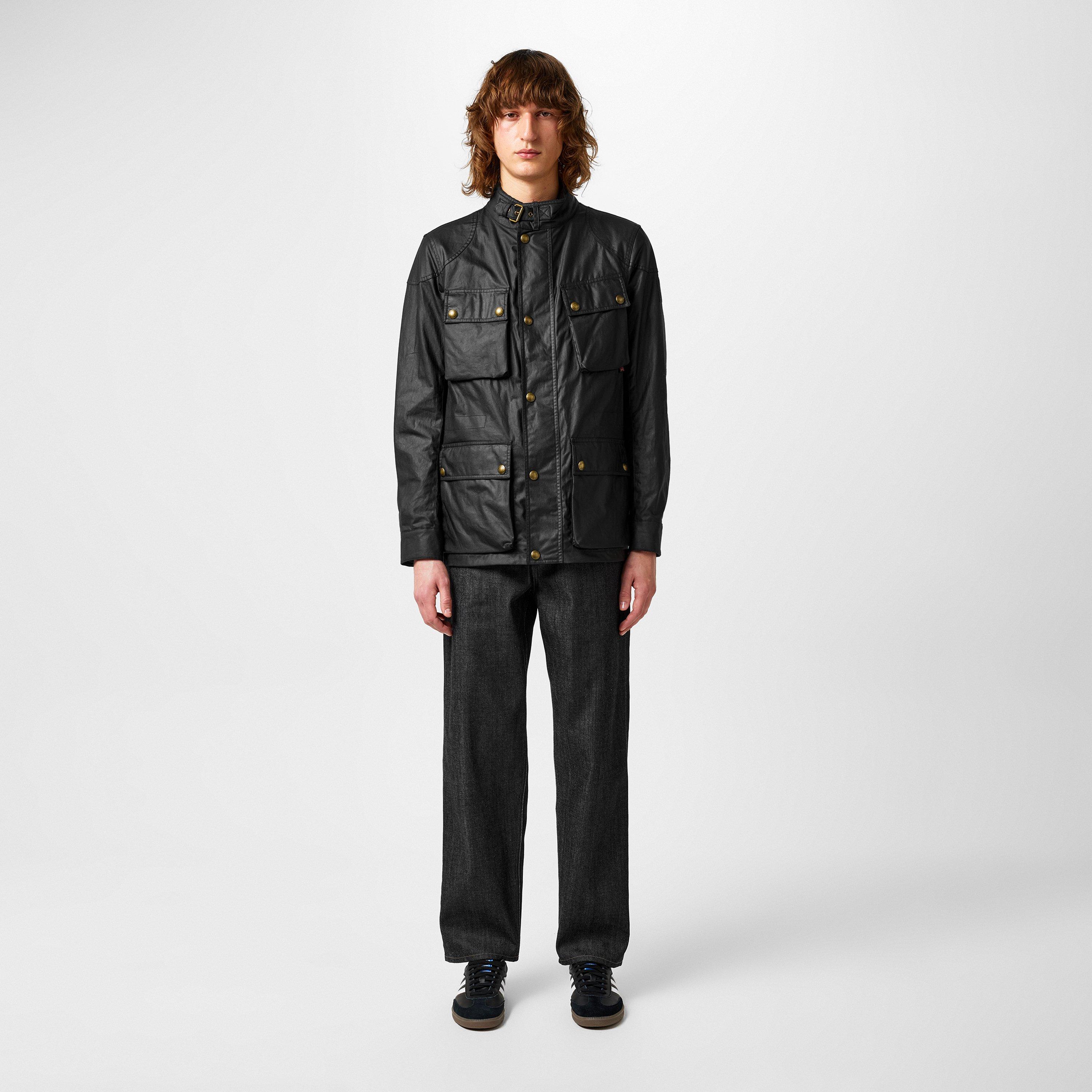 Black - Belstaff - Men's Fieldmaster Water and Wind Resistant Cotton Long Sleeve Wax Jacket - 6