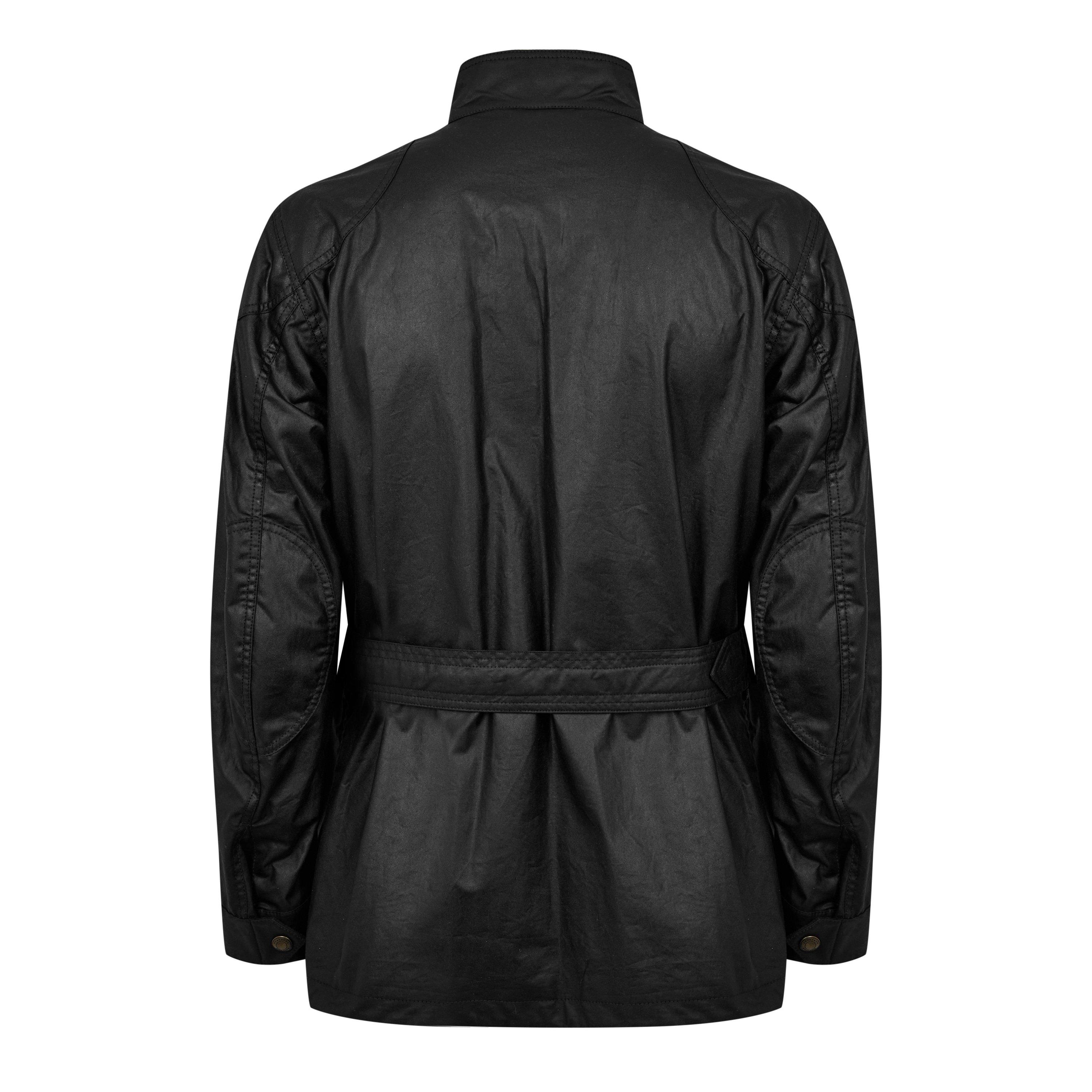 Black - Belstaff - Men's Trialmaster Water and Wind Resistant Waxed Cotton Long Sleeve Wax Jacket - 8