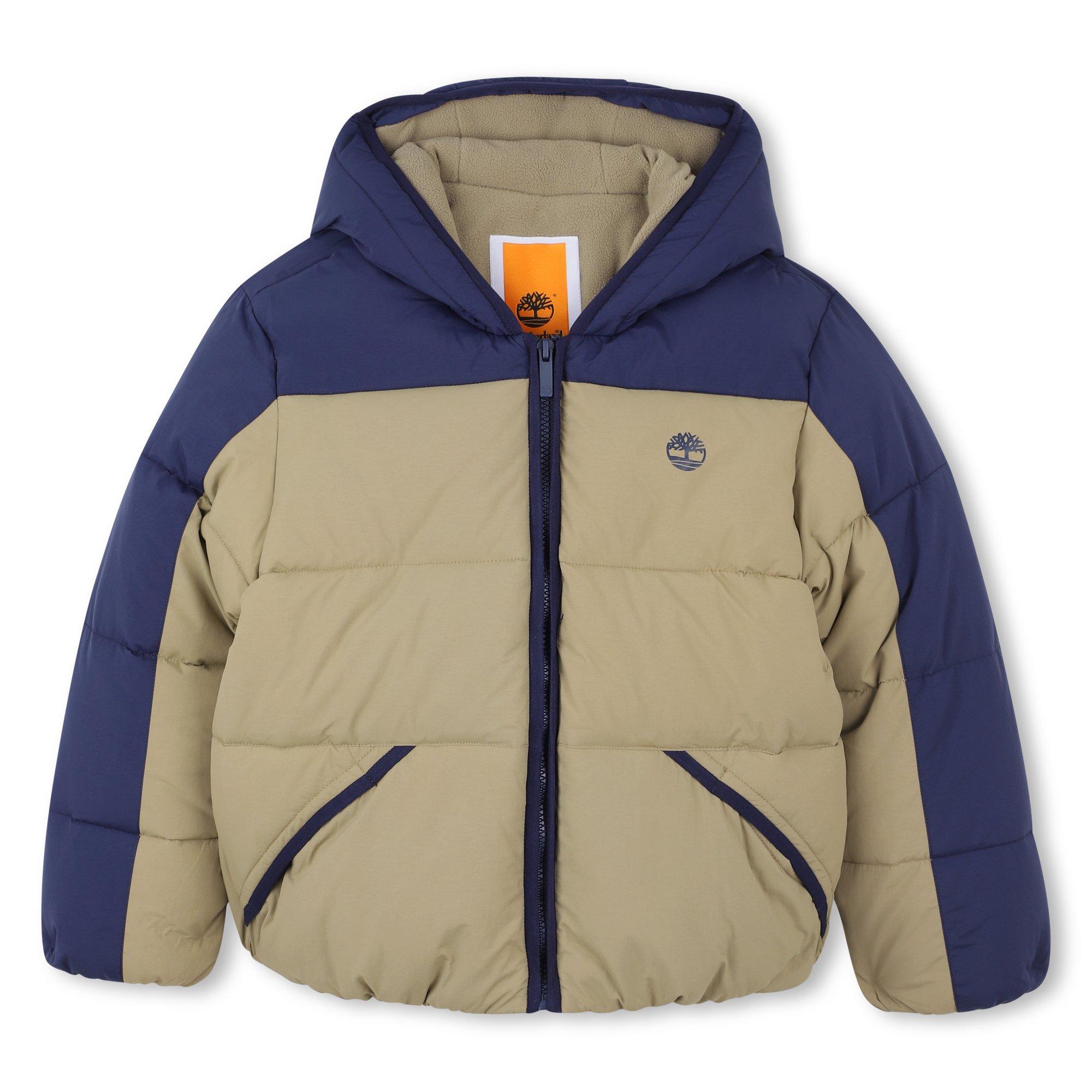 Timberland Boys Kids' Timber Colour Block Medium Puffer Jacket - Khaki/Navy - 14 Years