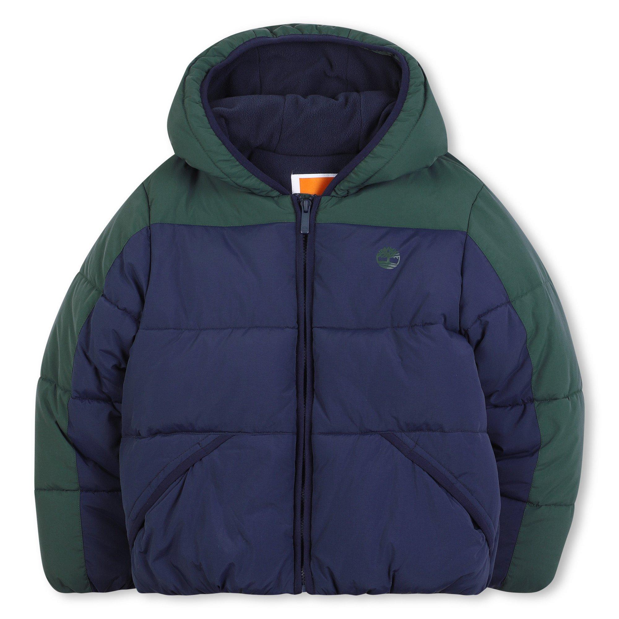 Timberland Boys Kids' Timber Colour Block Medium Puffer Jacket - Dark Green/Navy - 16 Years