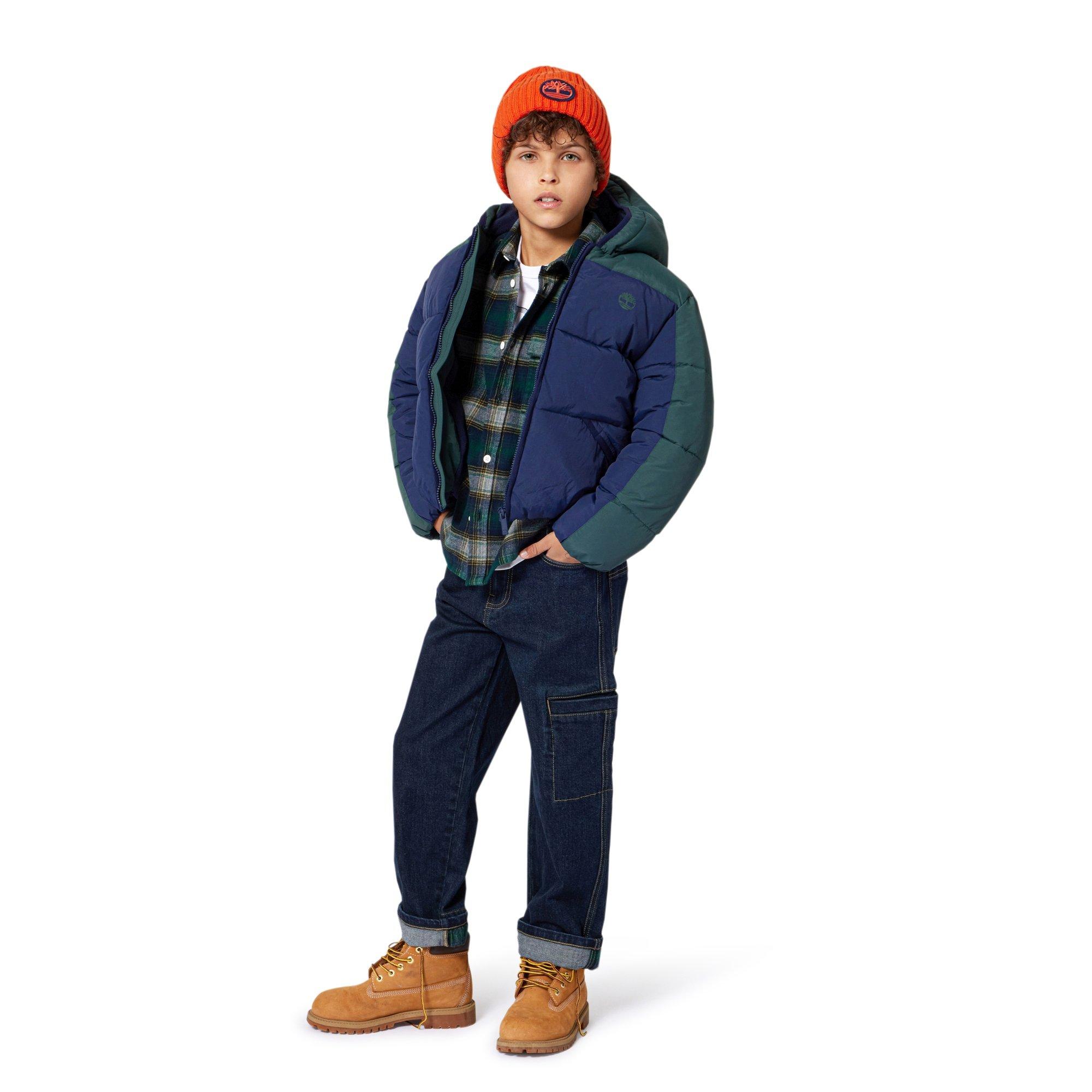 Dark Green/Navy - Timberland - Kids' Timber colour Block Medium Puffer Jacket - 4