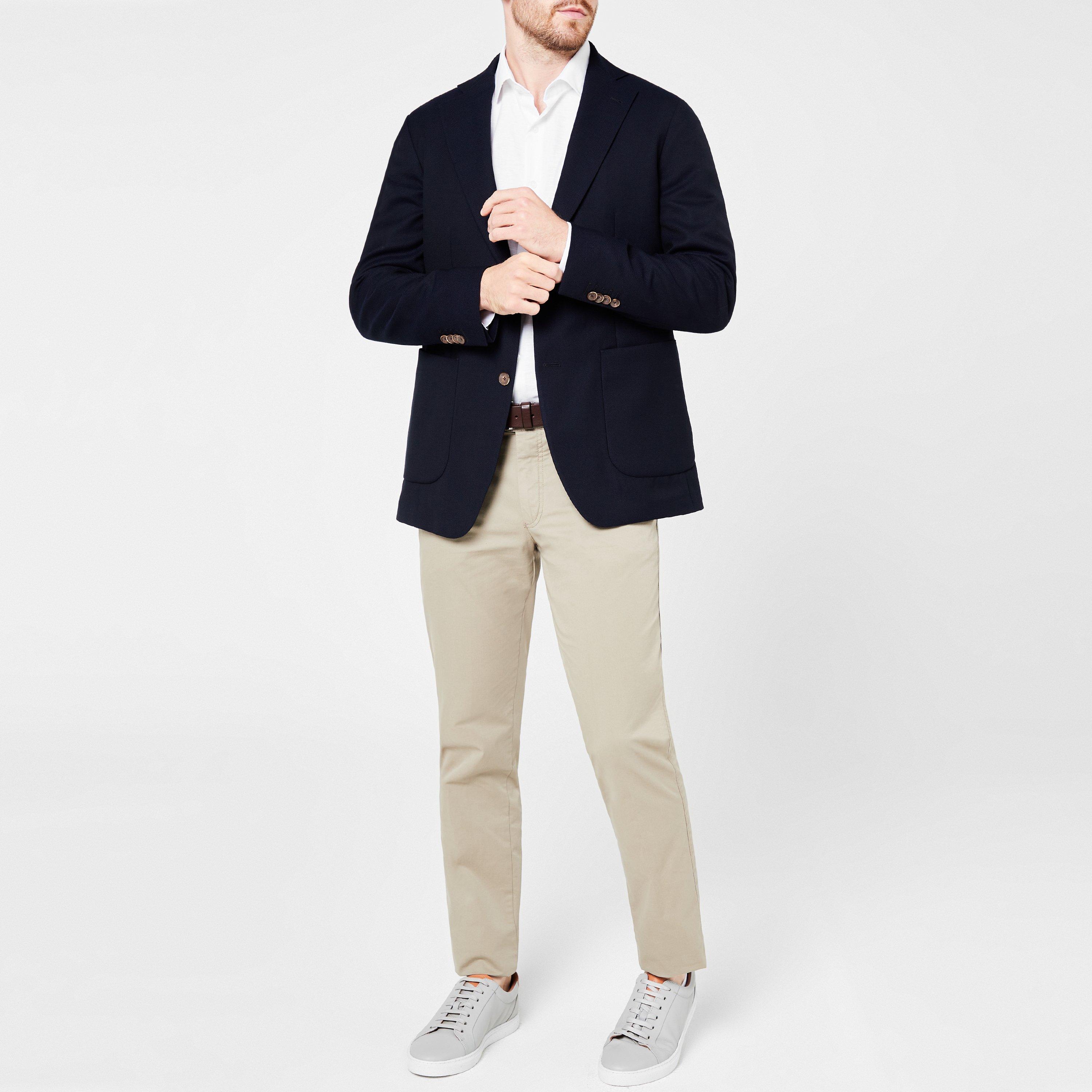 Navy - Richard James - Men's Hexden Wool Long Sleeve Tailored Fit Blazer - 4