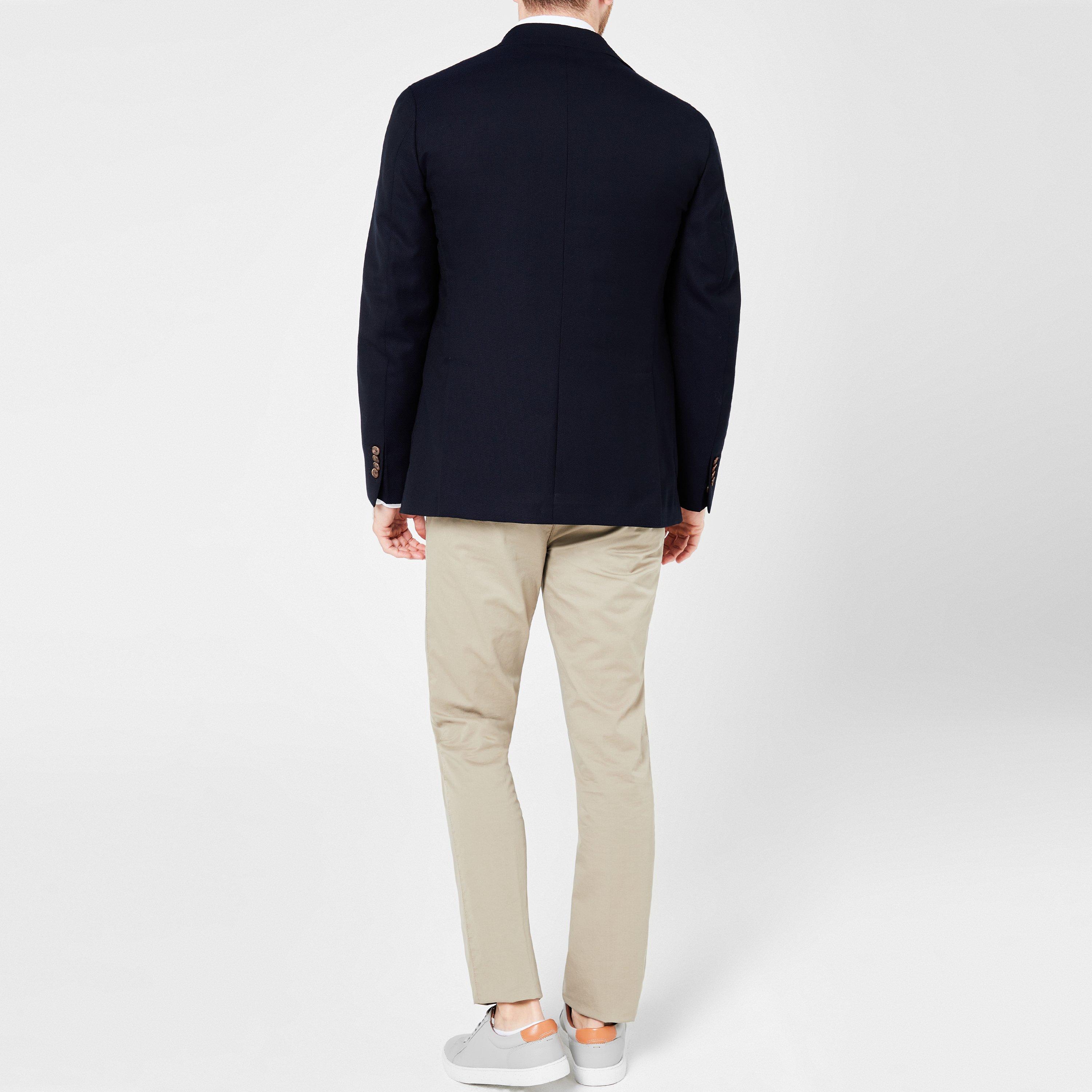 Navy - Richard James - Men's Hexden Wool Long Sleeve Tailored Fit Blazer - 5