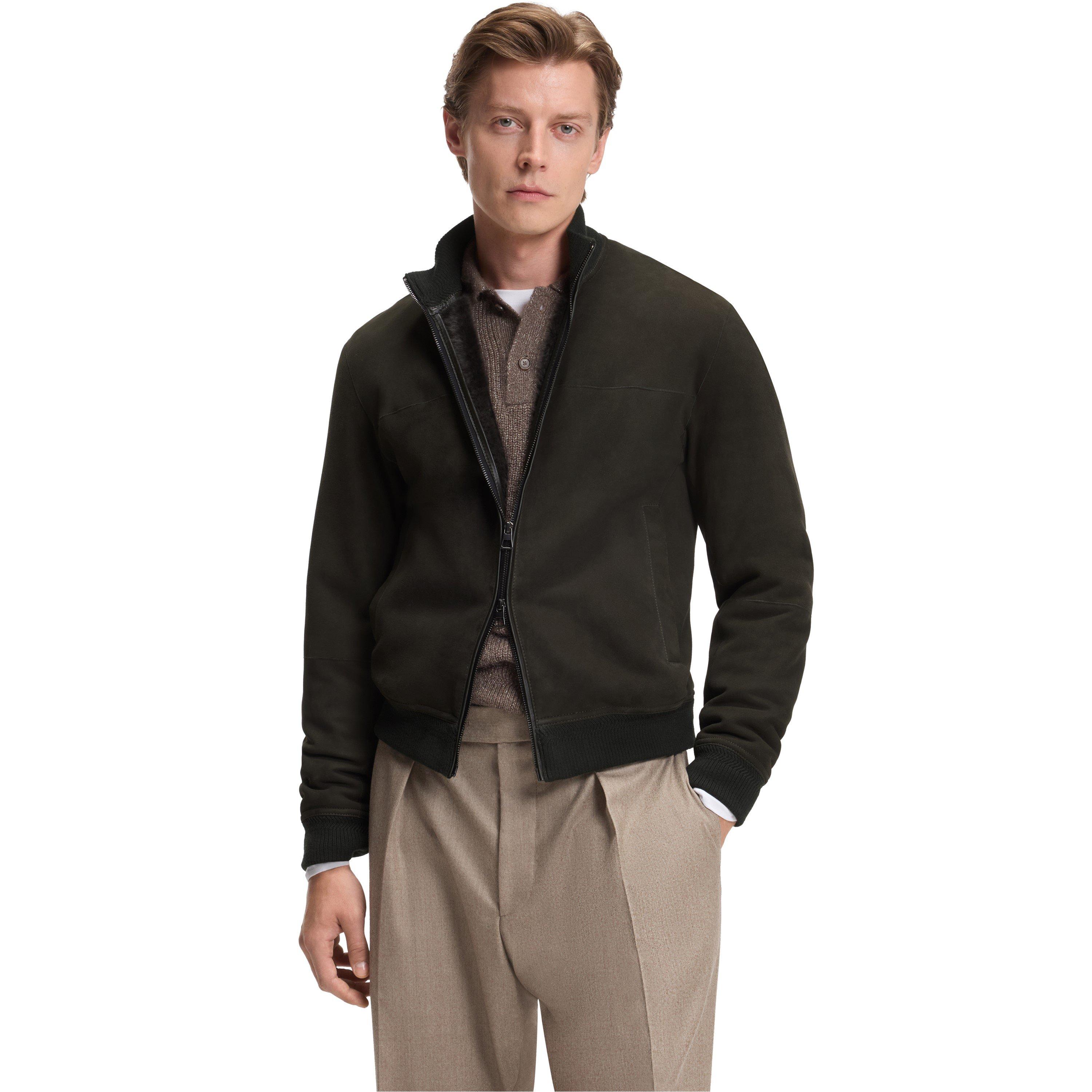 Green 347 - Boss - Men's BOSS x BECKHAM Shearling Long Sleeve Leather Jacket - 2