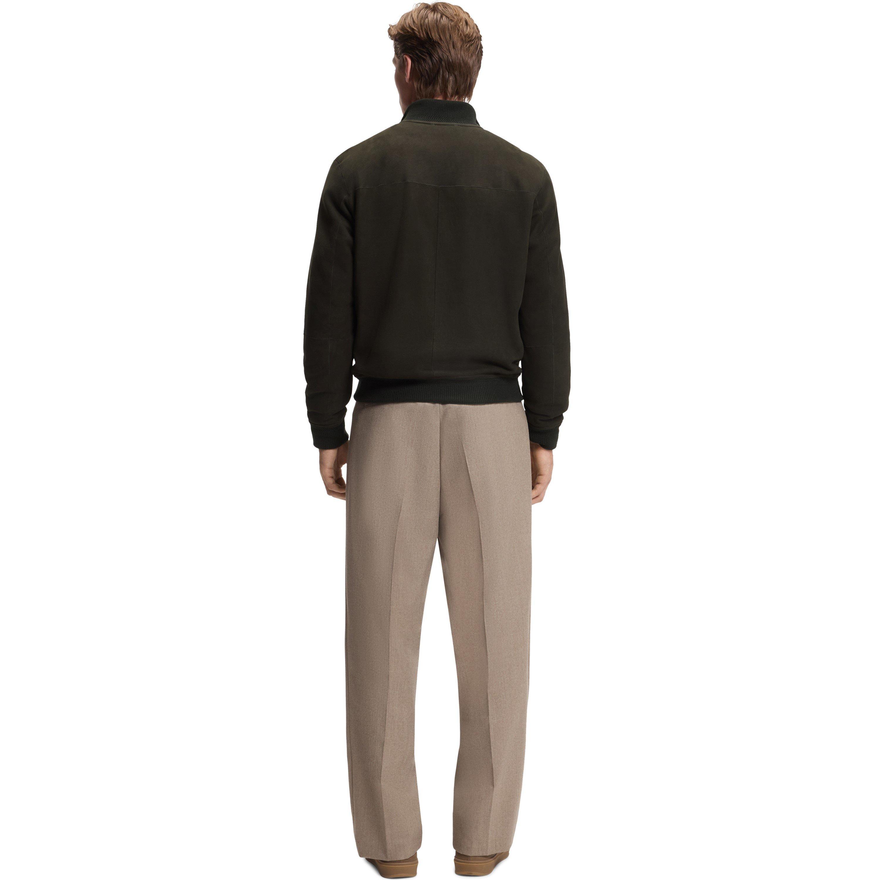 Green 347 - Boss - Men's BOSS x BECKHAM Shearling Long Sleeve Leather Jacket - 3