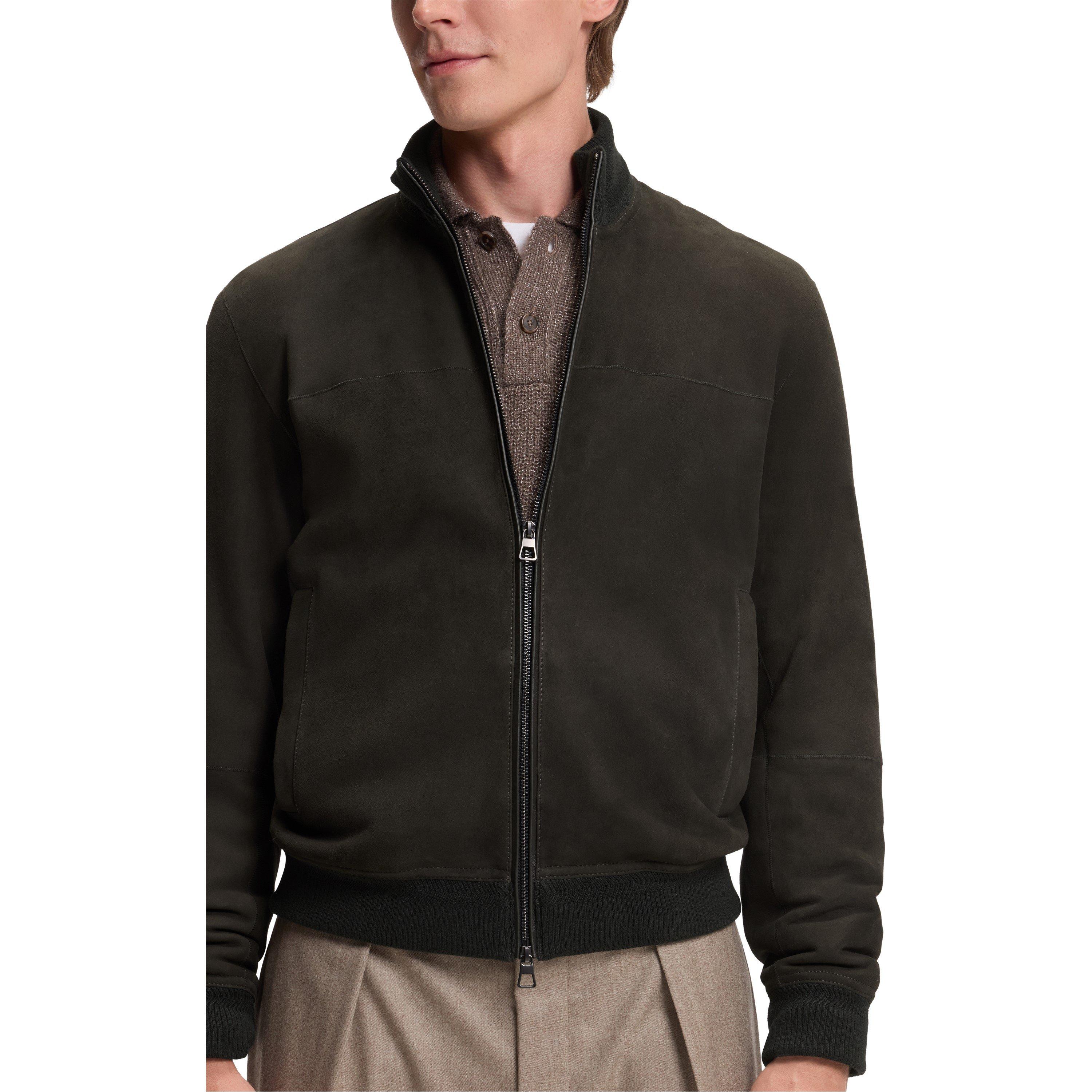 Green 347 - Boss - Men's BOSS x BECKHAM Shearling Long Sleeve Leather Jacket - 4