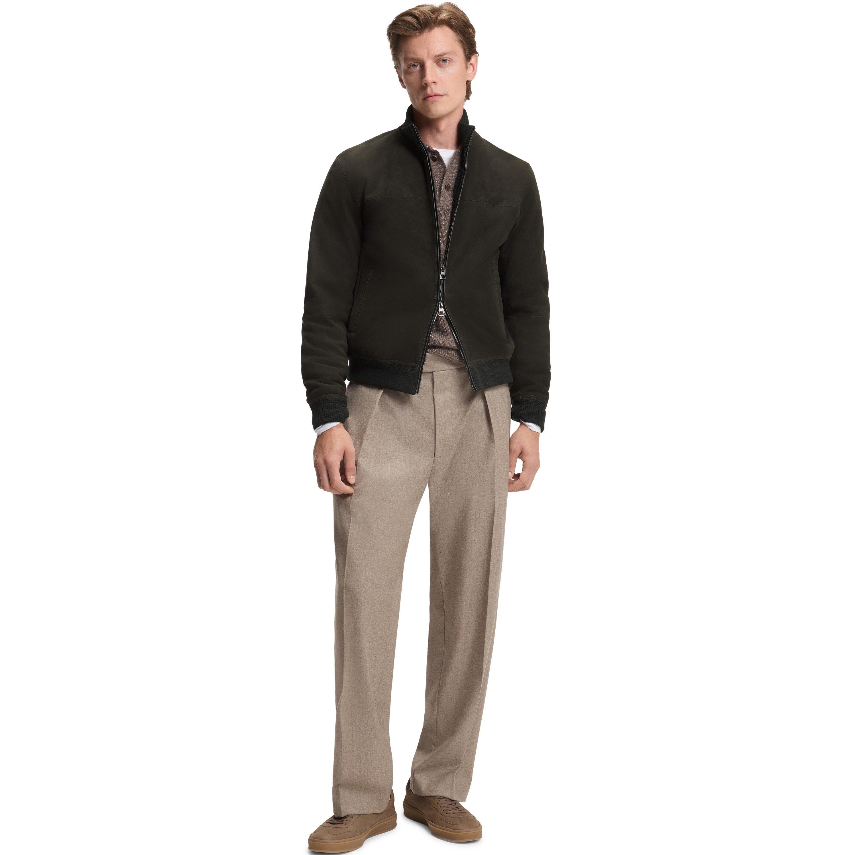 Green 347 - Boss - Men's BOSS x BECKHAM Shearling Long Sleeve Leather Jacket - 6