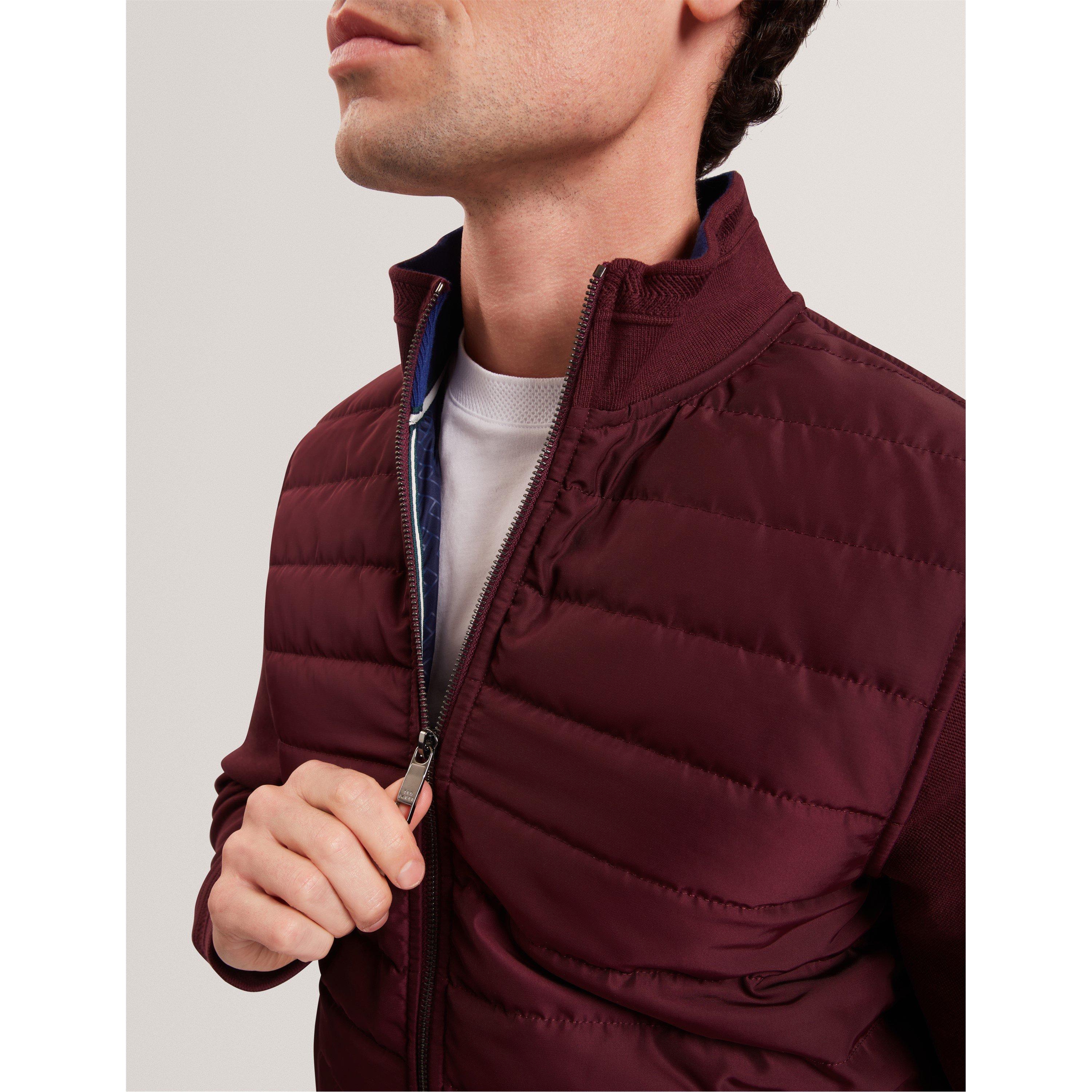 Maroon - Ted Baker - Men's Long Sleeve Quilted Hybrid Jacket - 4