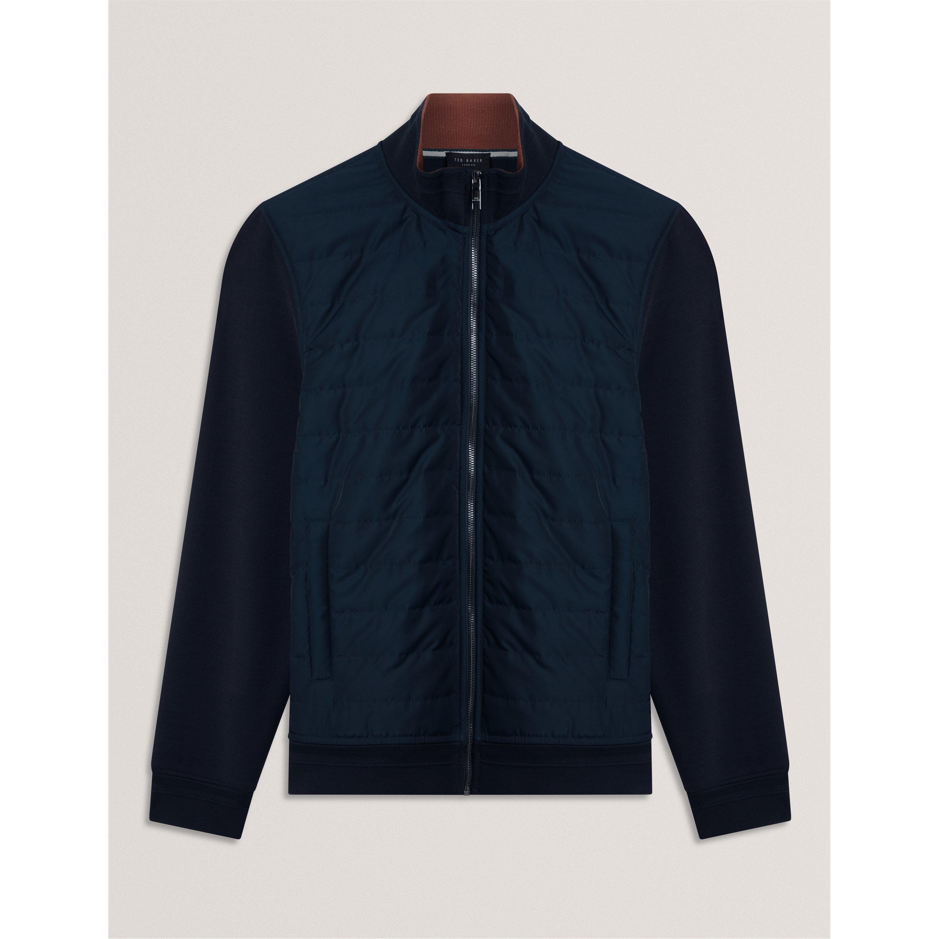 Navy - Ted Baker - Men's Long Sleeve Quilted Hybrid Jacket - 1