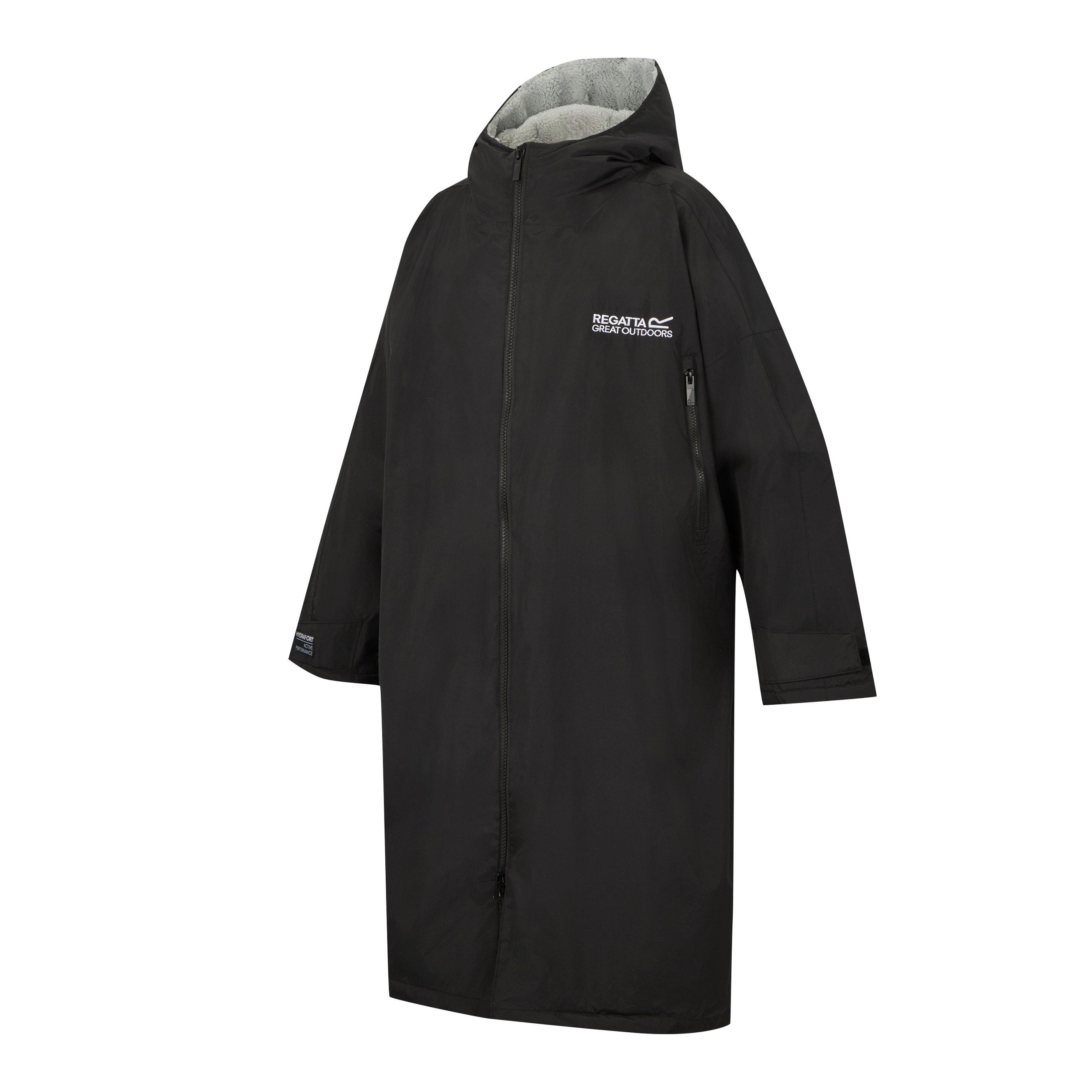 Black - Regatta - Unisex Adults Waterproof Windproof Borg Fleece Oversized Fit Insulated Robe - 12