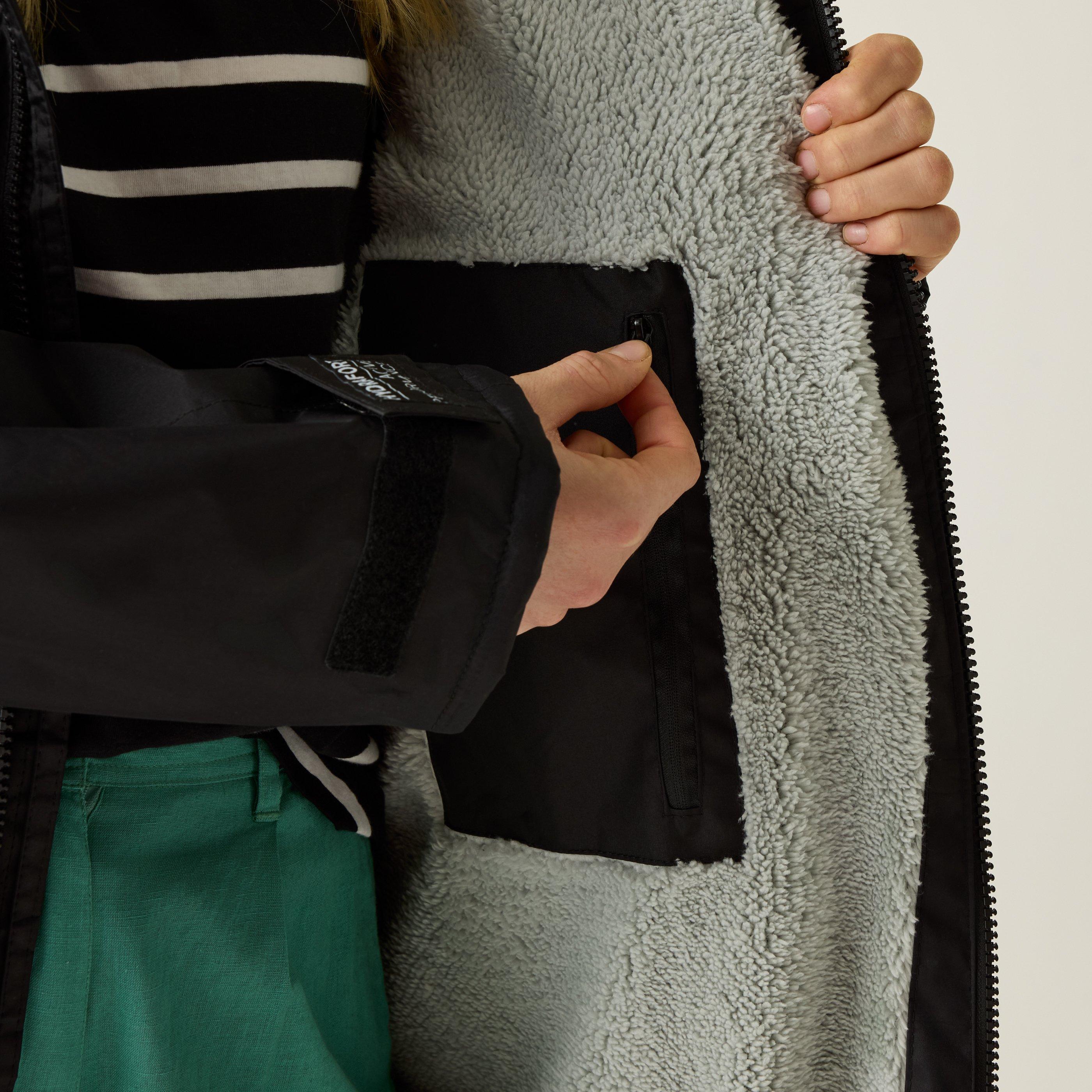 Black - Regatta - Unisex Adults Waterproof Windproof Borg Fleece Oversized Fit Insulated Robe - 3