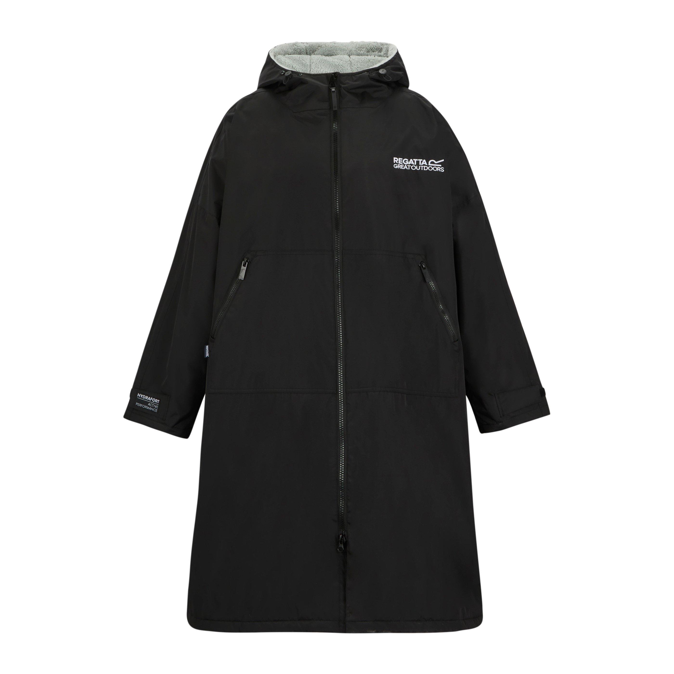 Black - Regatta - Unisex Adults Waterproof Windproof Borg Fleece Oversized Fit Insulated Robe - 6