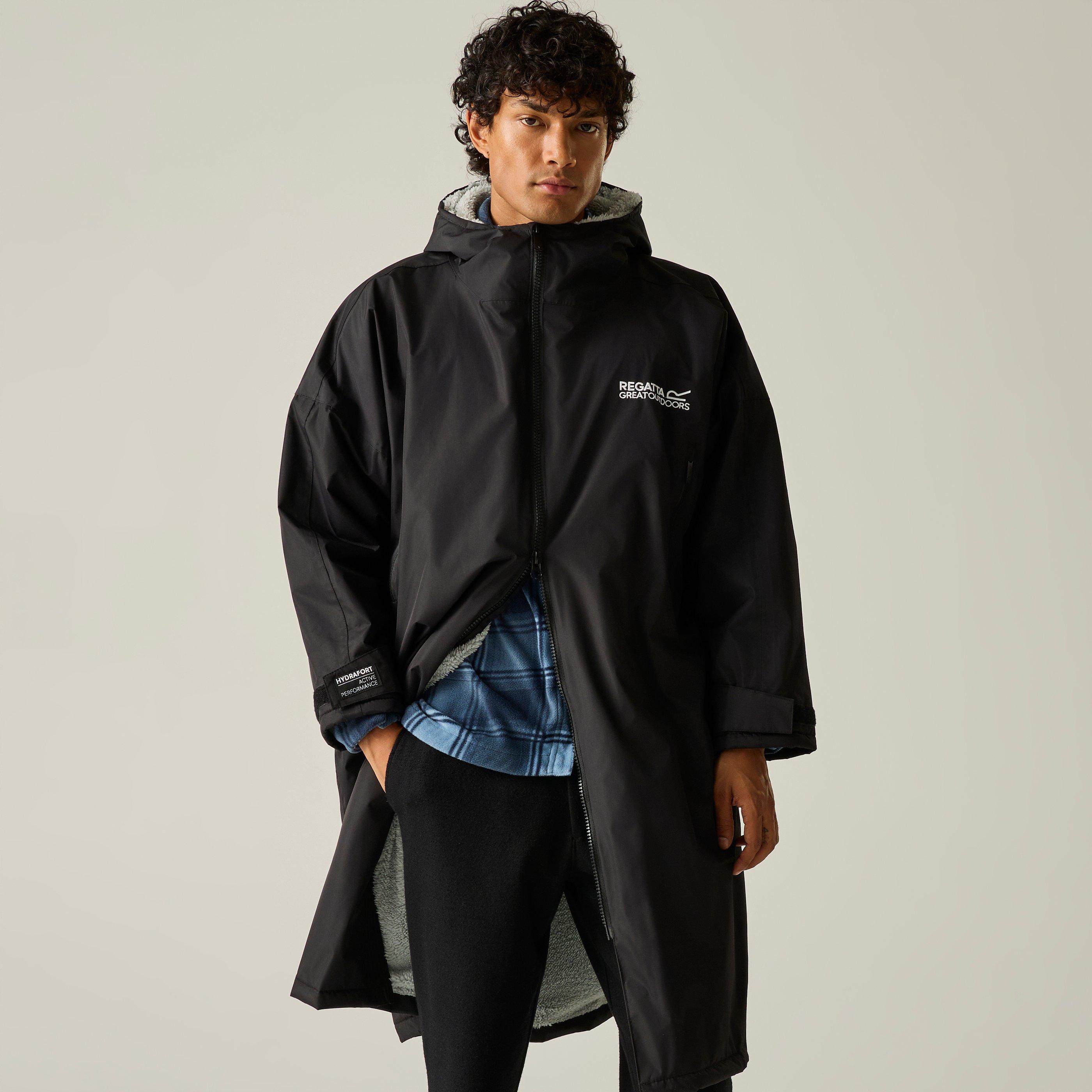 Black - Regatta - Unisex Adults Waterproof Windproof Borg Fleece Oversized Fit Insulated Robe - 7