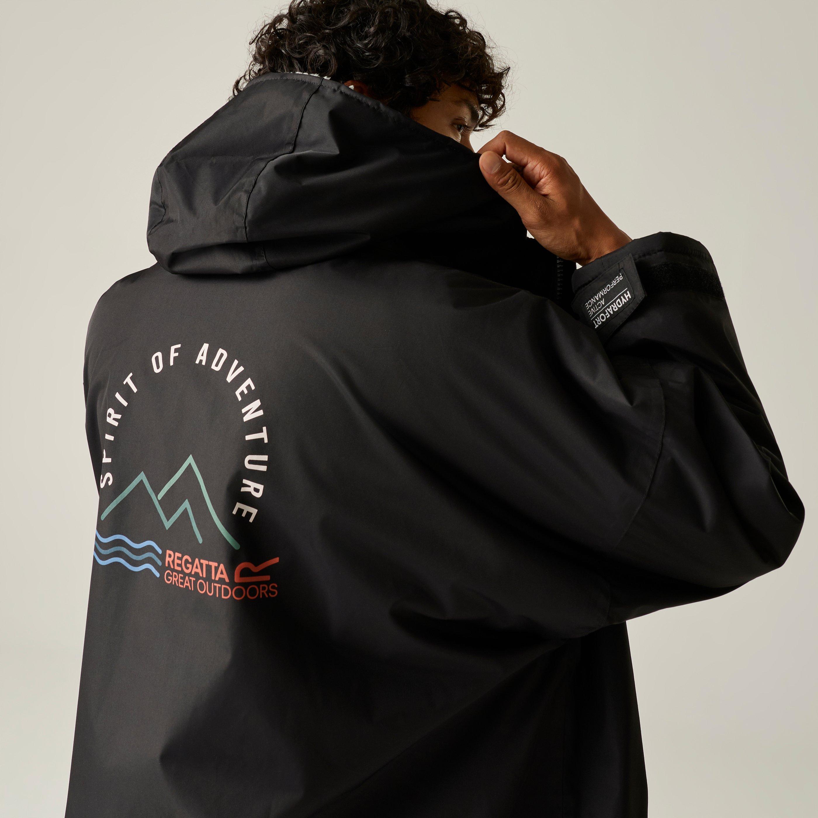Black - Regatta - Unisex Adults Waterproof Windproof Borg Fleece Oversized Fit Insulated Robe - 8