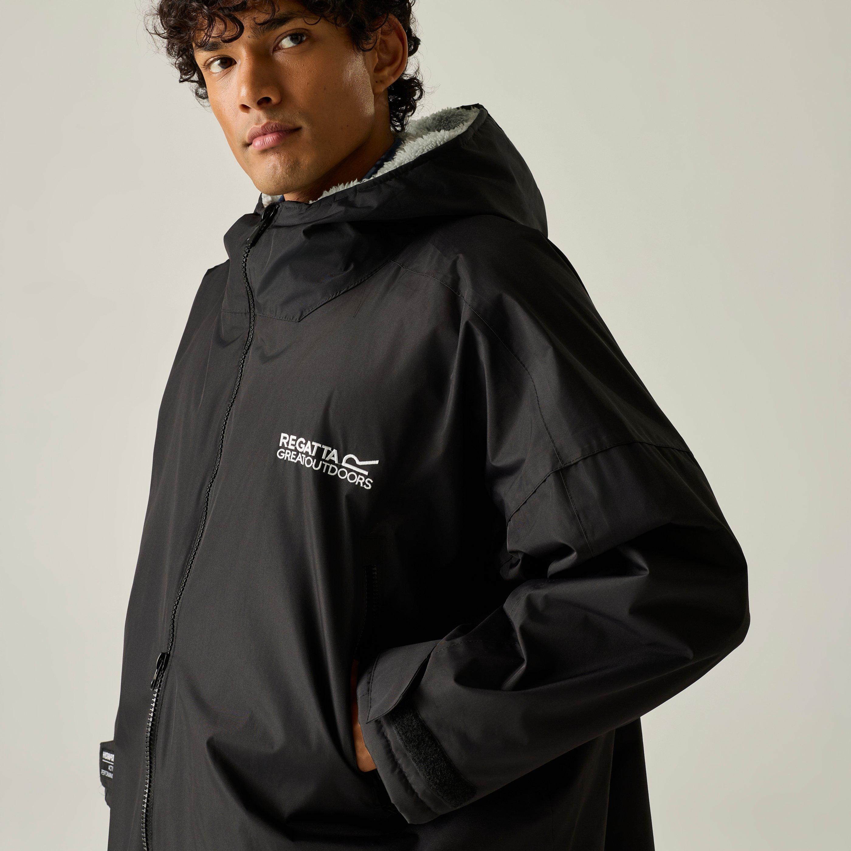 Black - Regatta - Unisex Adults Waterproof Windproof Borg Fleece Oversized Fit Insulated Robe - 9
