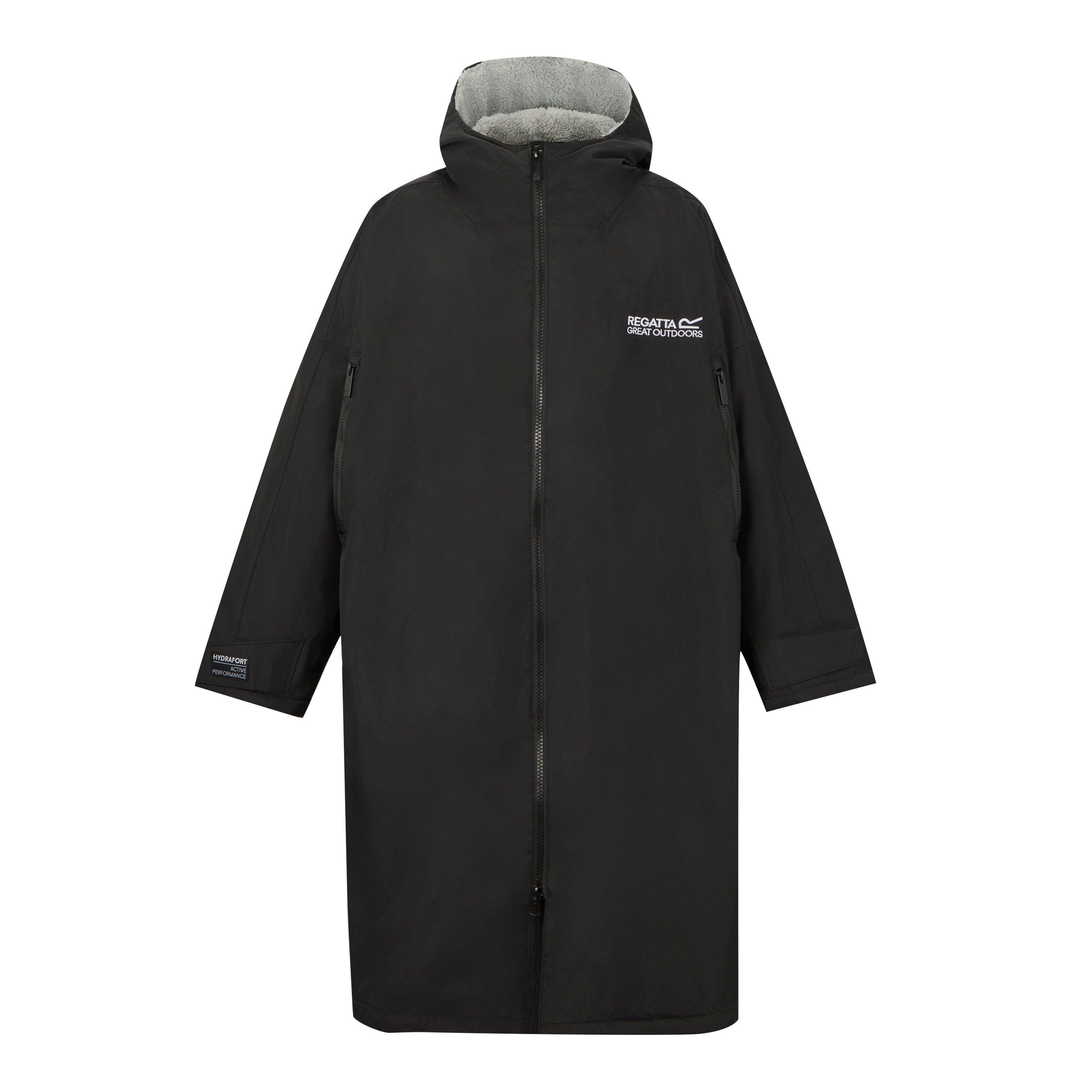 Black - Regatta - Unisex Adults Waterproof Windproof Borg Fleece Oversized Fit Insulated Robe - 10