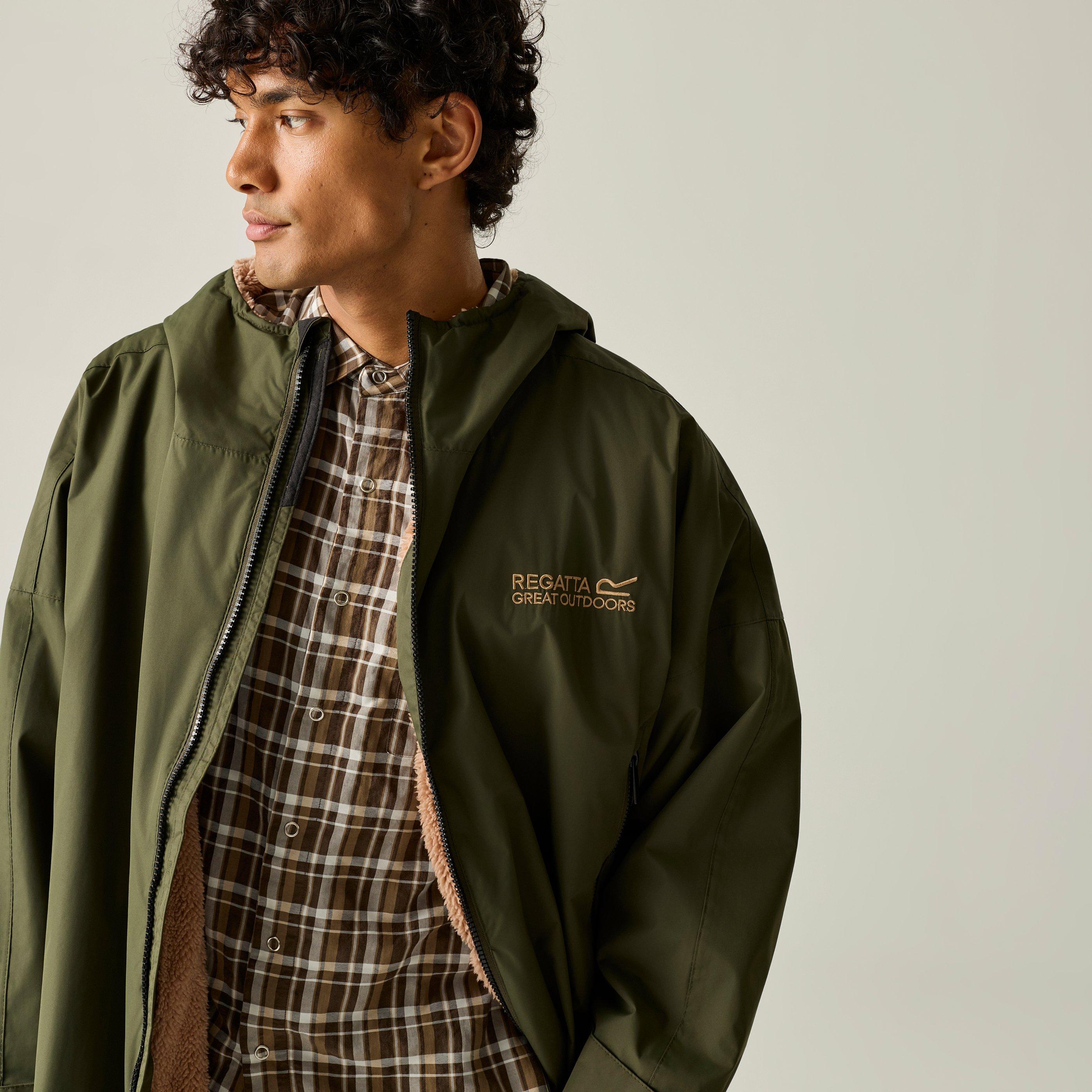 Dunkelkhaki - Regatta - Unisex Adults Waterproof Windproof Borg Fleece Oversized Fit Insulated Robe - 2
