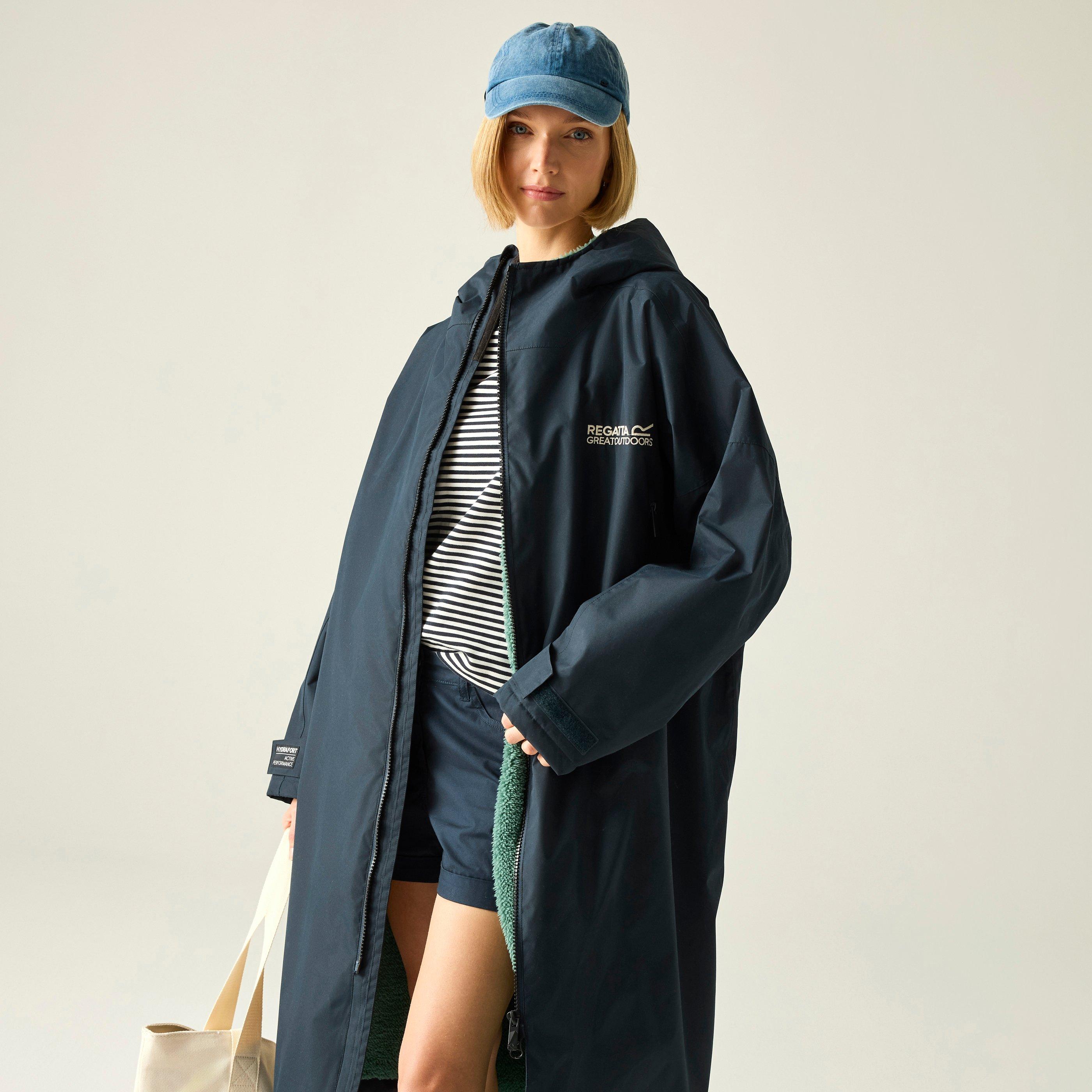 Regatta  Adults Waterproof Windproof Borg Fleece Oversized Fit Insulated Robe - Navy/Ivy Moss - L