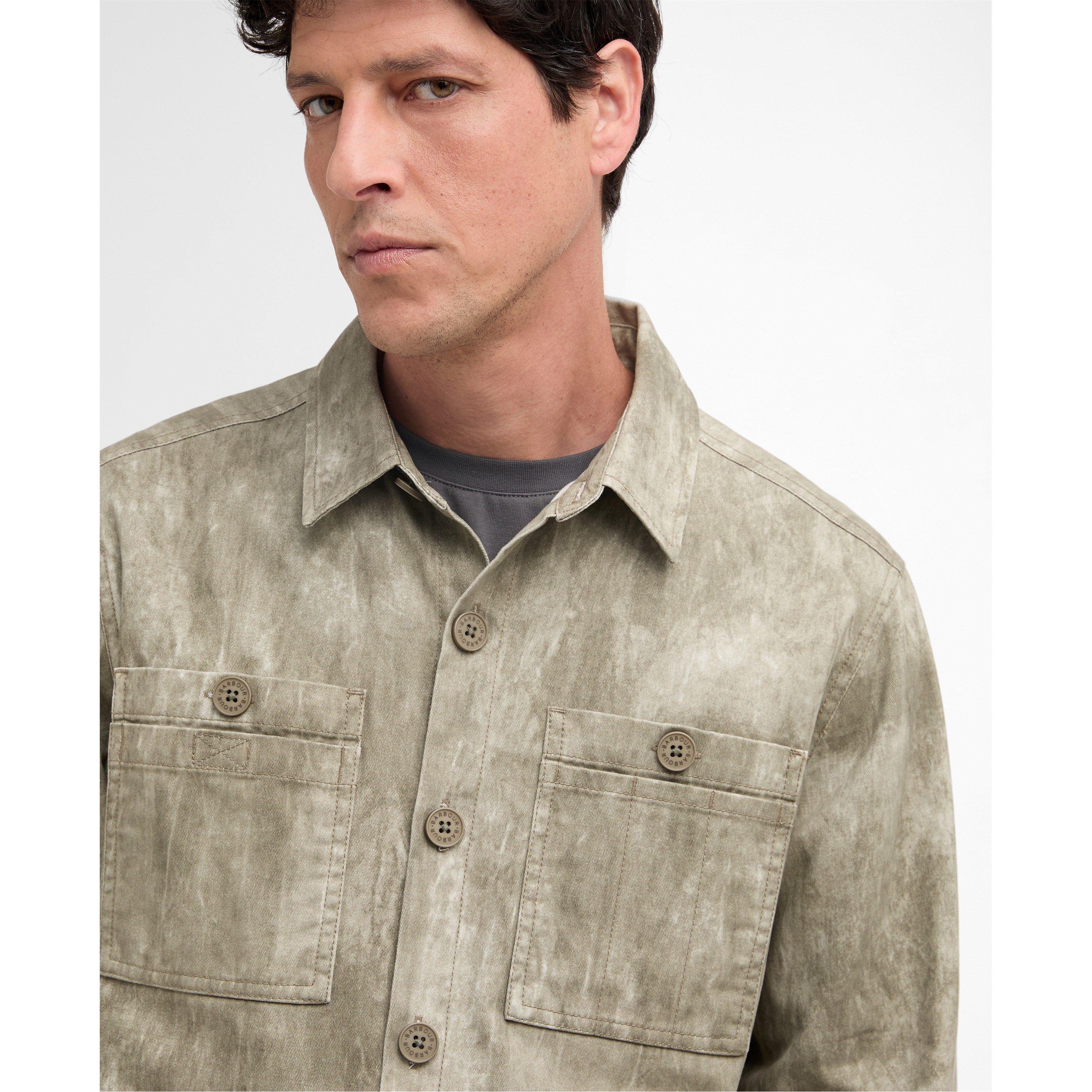 Grey Olive - Barbour - Mens Ross Printed Overshirt - 4