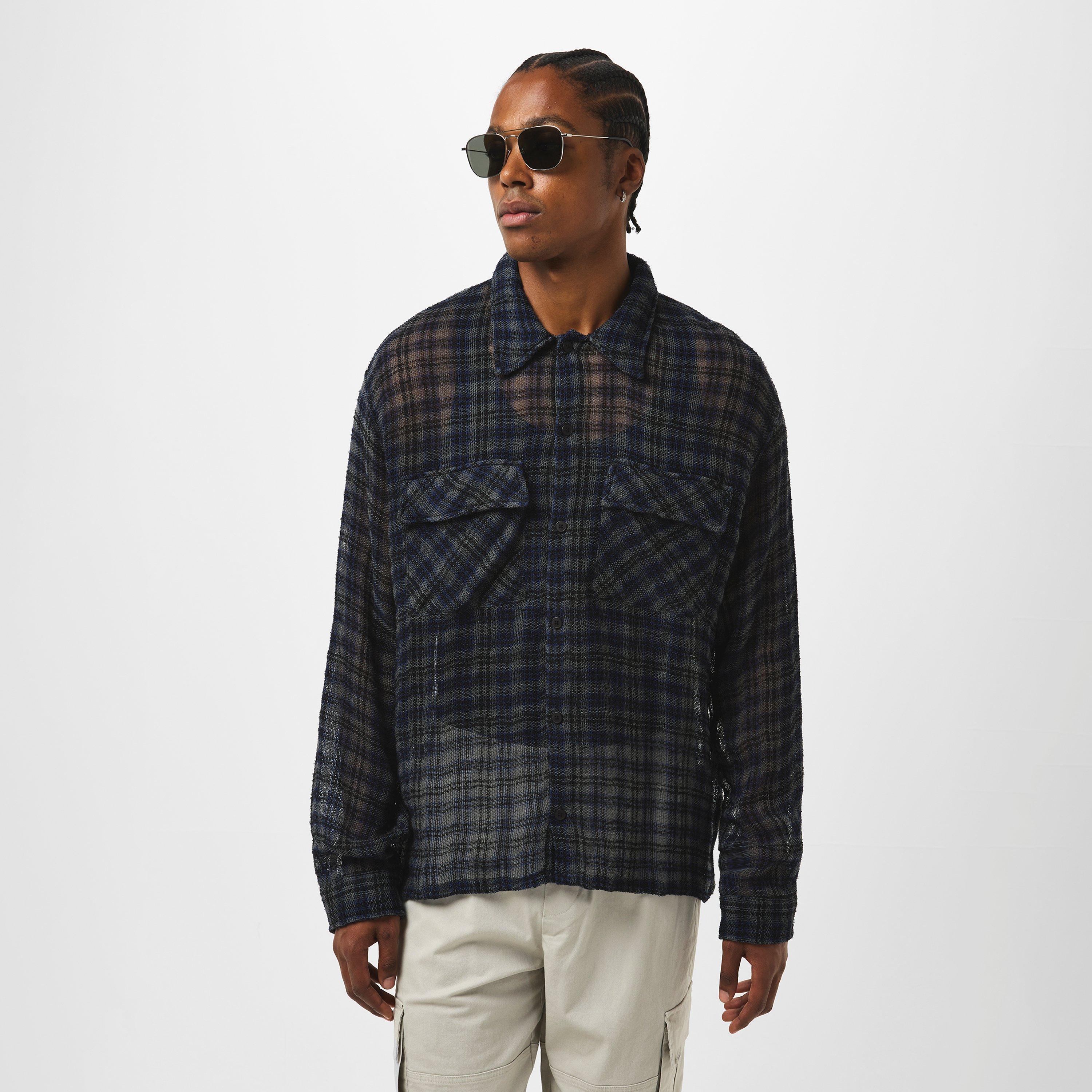 Blue Check - Represent - Men's Structured Utility Overshirt - 3