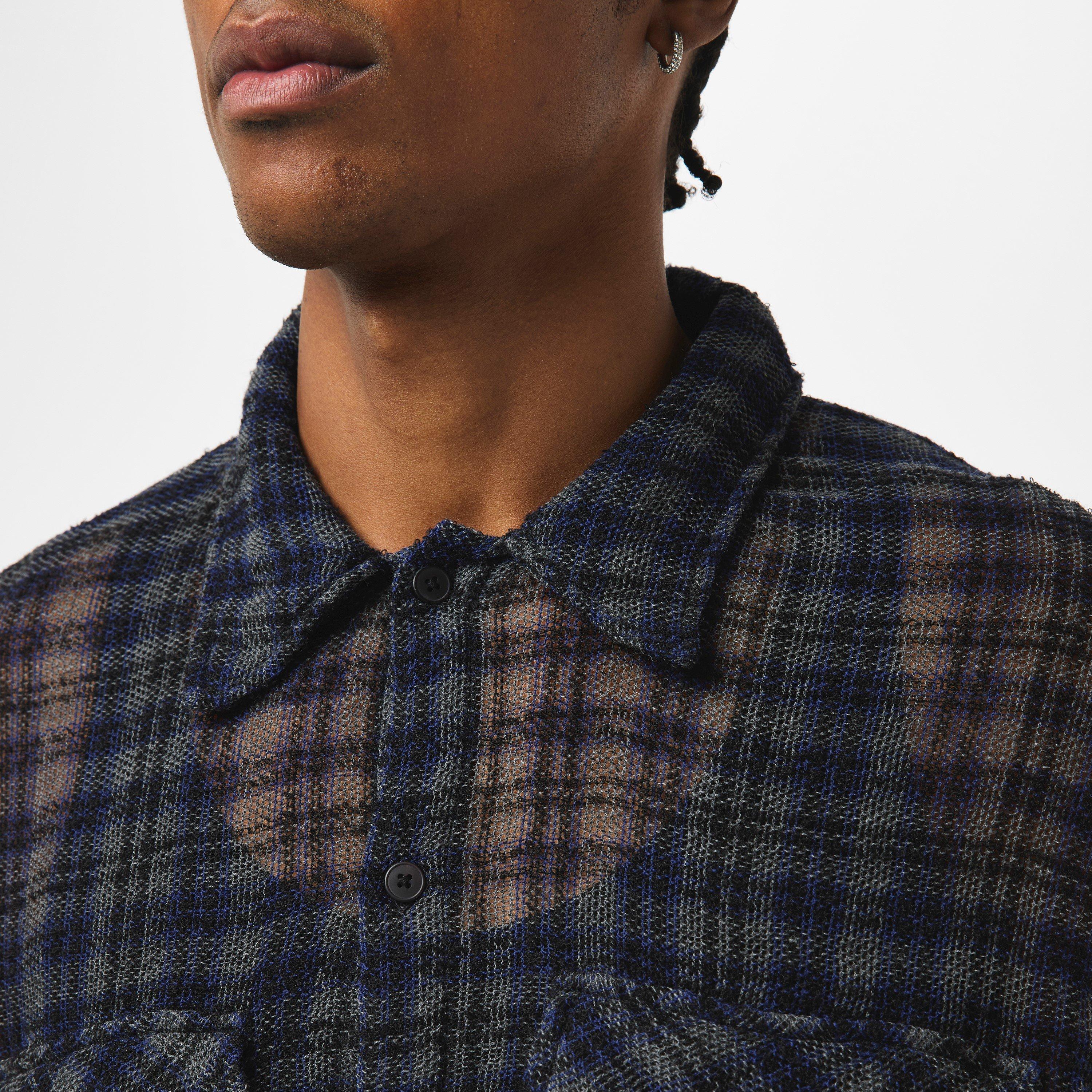 Blue Check - Represent - Men's Structured Utility Overshirt - 5