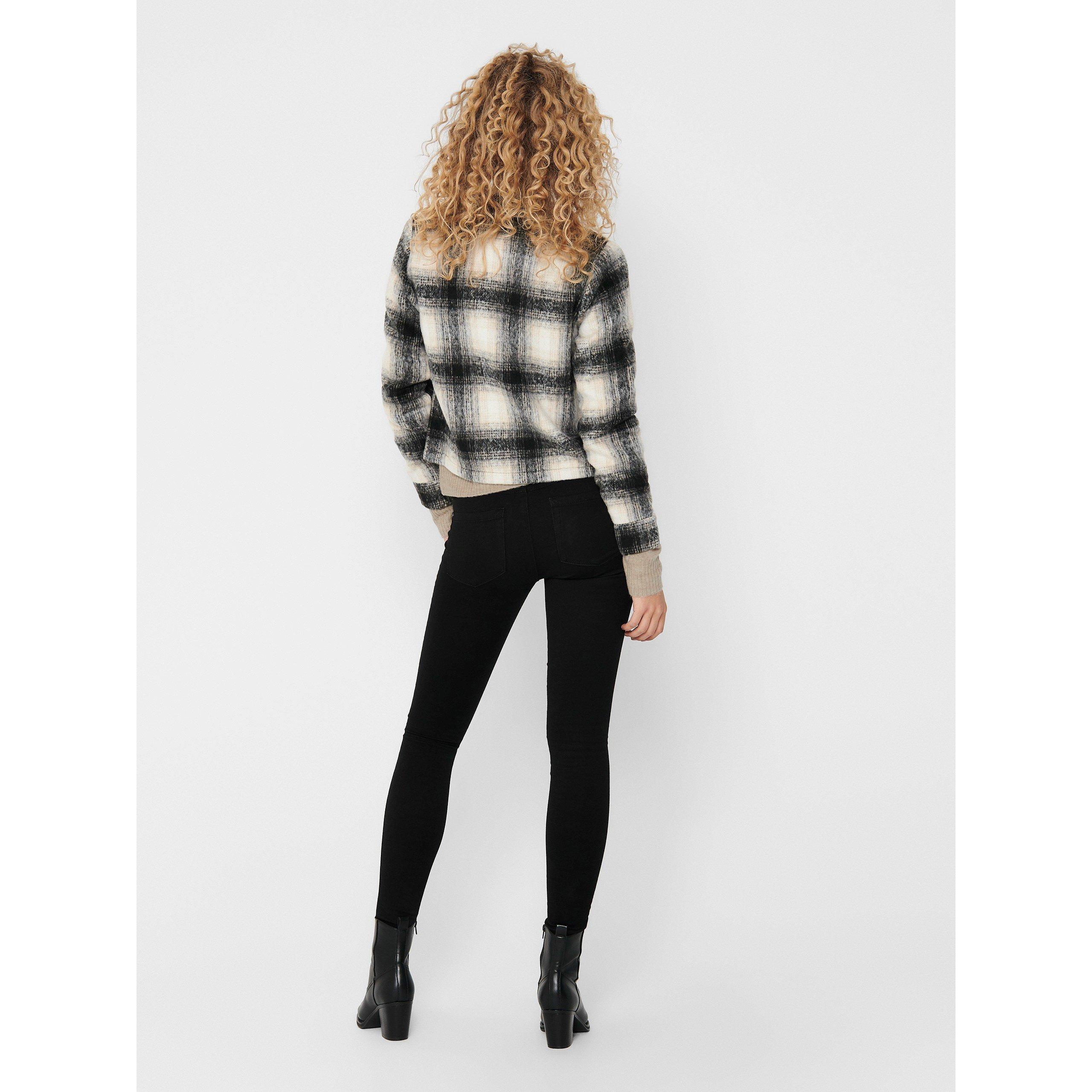 Sort/Lavasten - Only - Lou Check Shacket Overshirt - 4