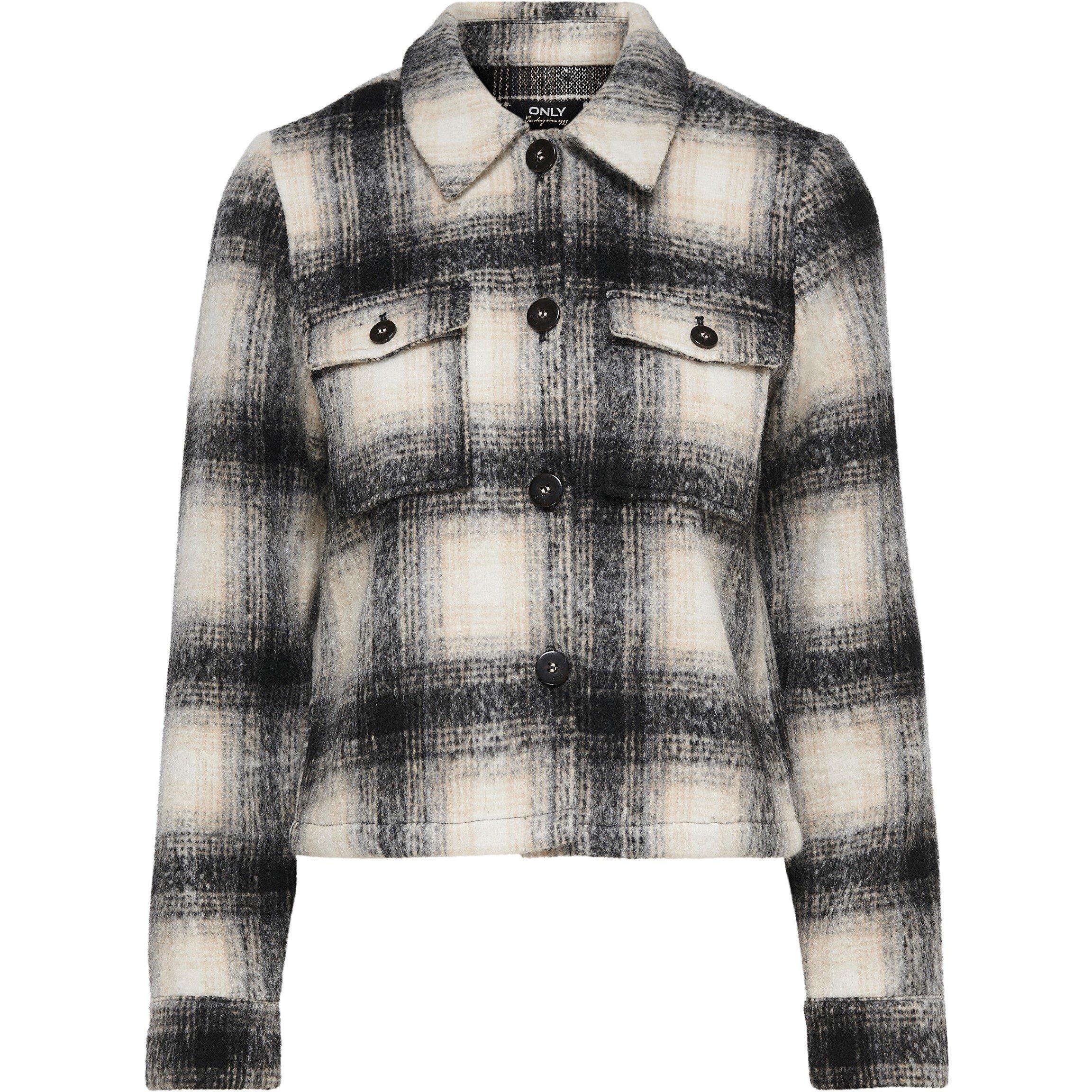 Sort/Lavasten - Only - Lou Check Shacket Overshirt - 5
