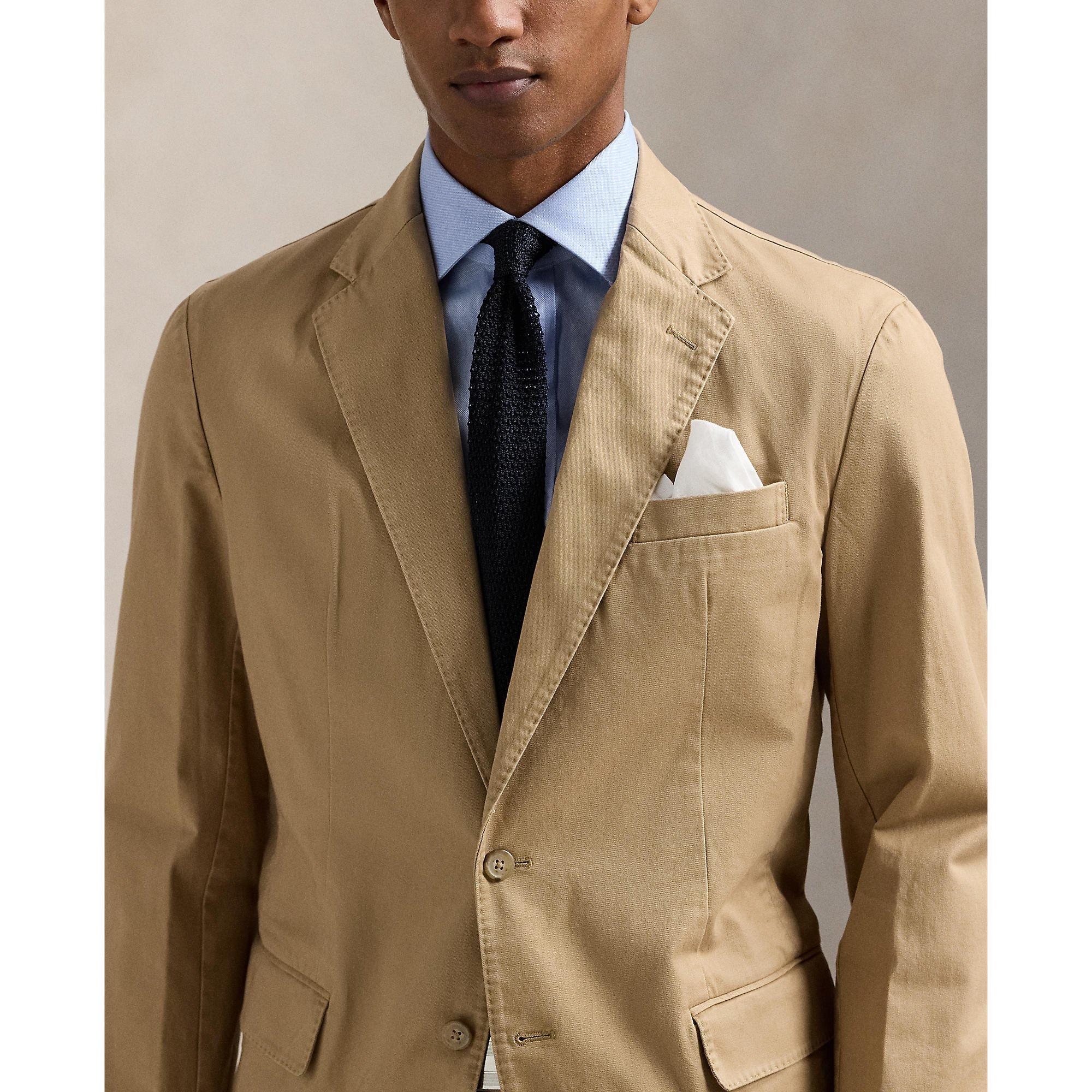 Monument Tan - Polo Ralph Lauren - Men's Modern Stretch Chino Cotton Long Sleeve Blazer - 4