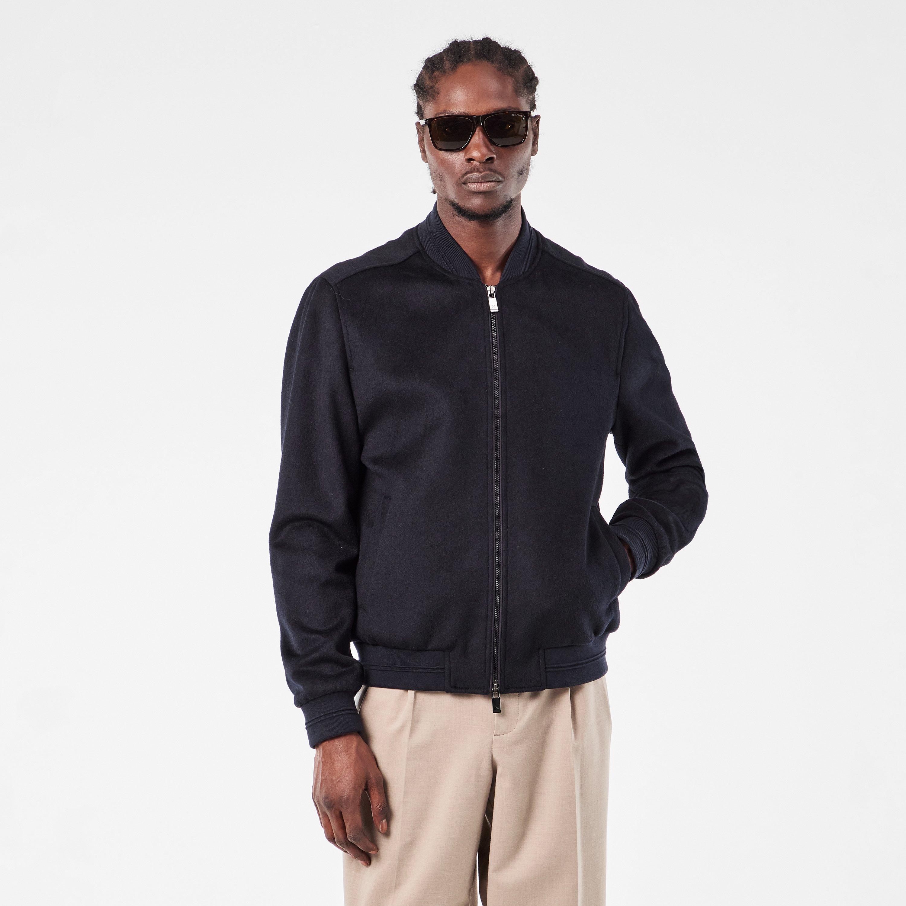 Blue Navy - Pal Zileri - Men's  Structured Bomber Jacket - 3