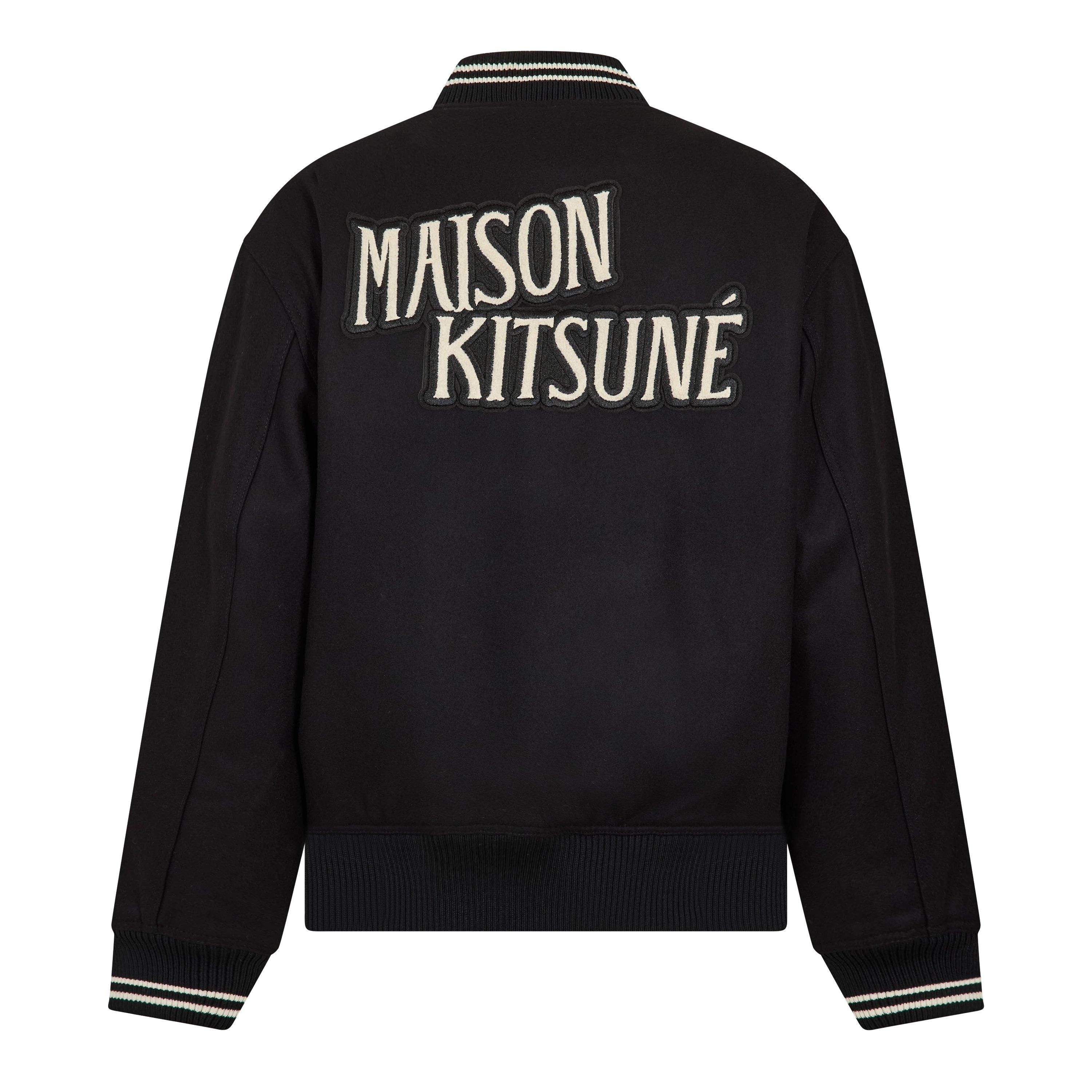 Black - Maison Kitsune - Men's Varsity Teddy Blouson Jacket - 2