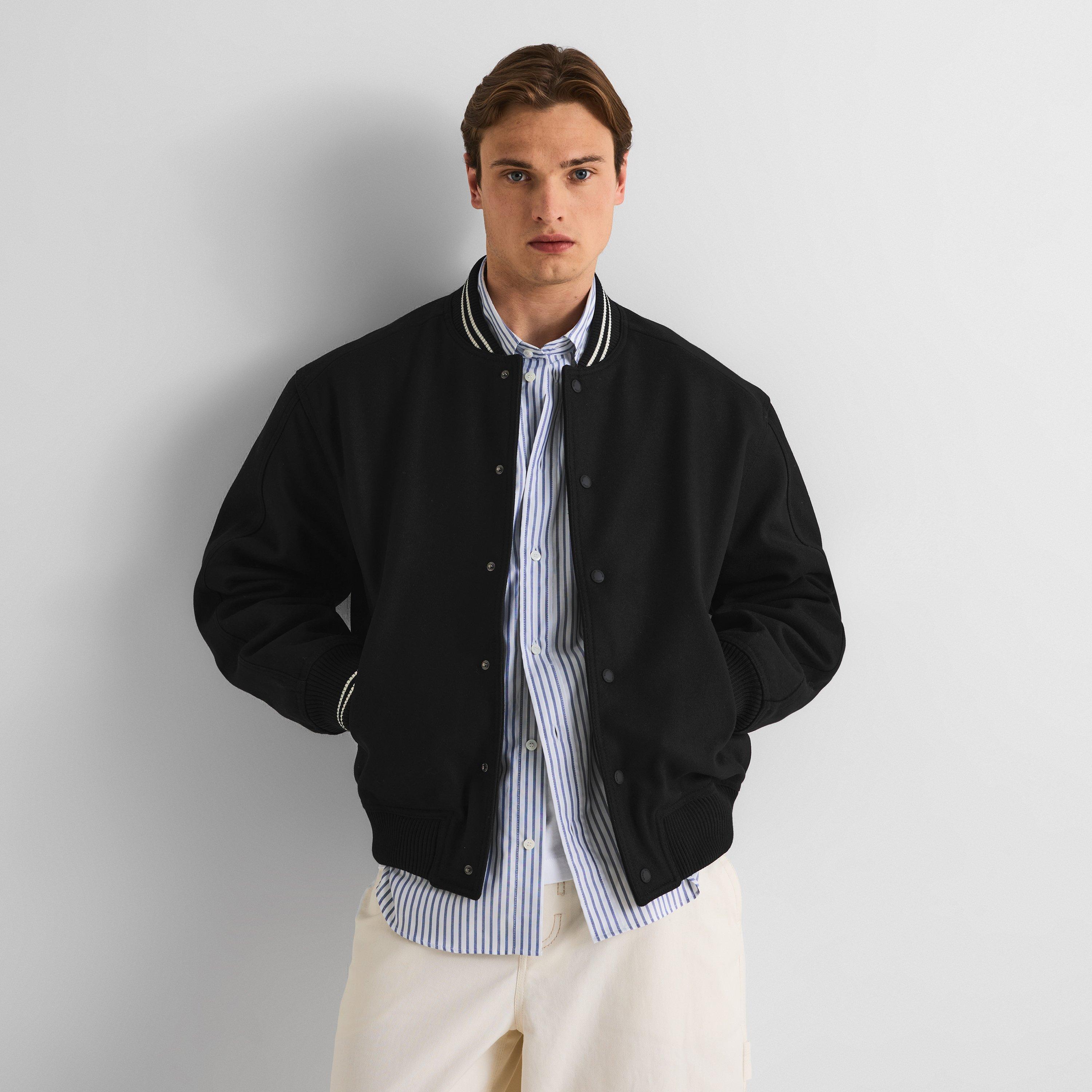 Black - Maison Kitsune - Men's Varsity Teddy Blouson Jacket - 3