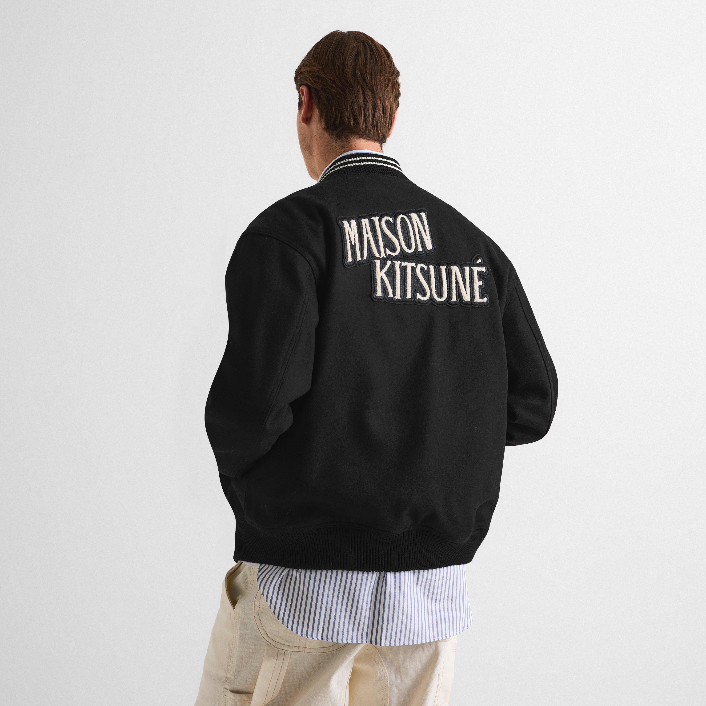 Black - Maison Kitsune - Men's Varsity Teddy Blouson Jacket - 4