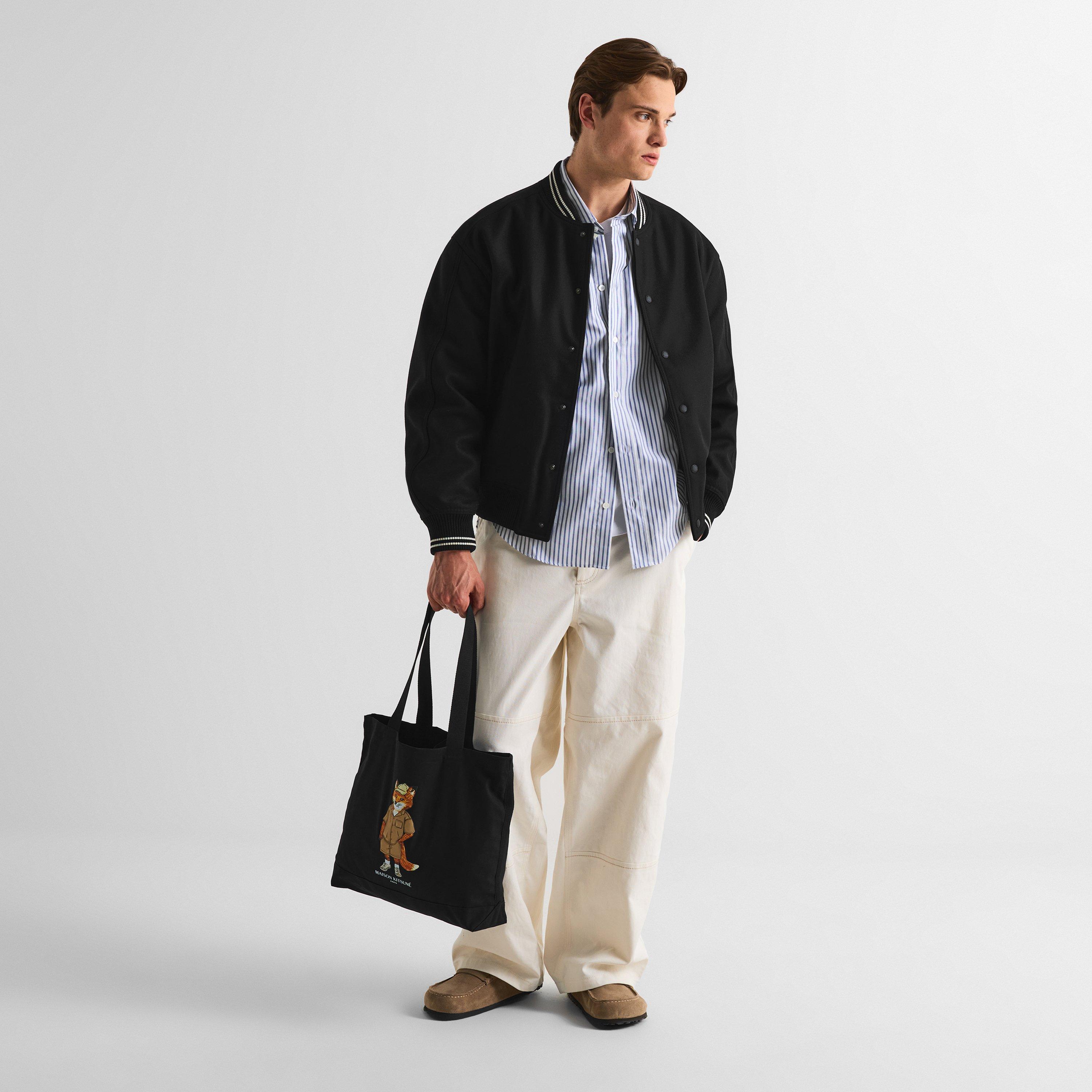 Black - Maison Kitsune - Men's Varsity Teddy Blouson Jacket - 6