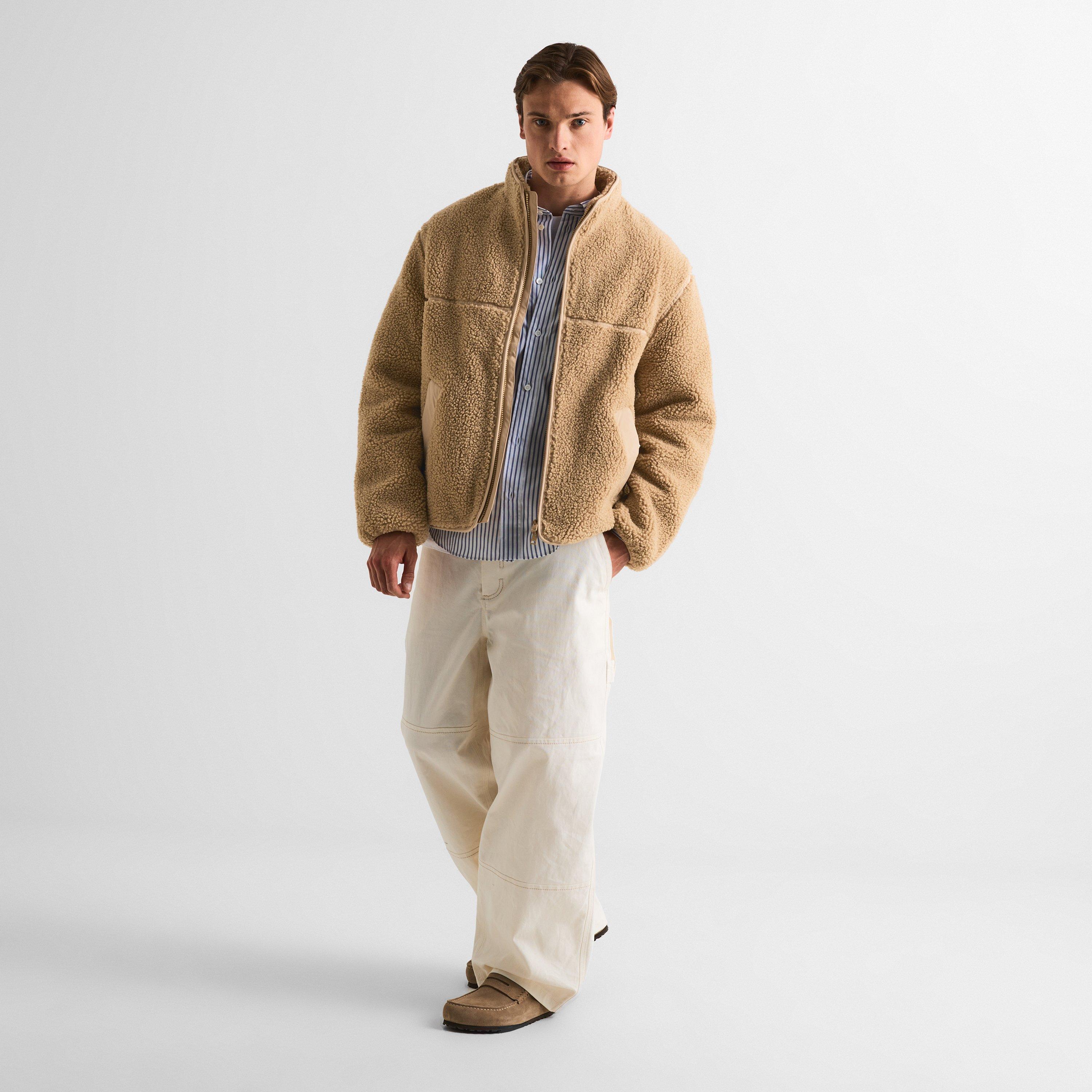 Tan Beige - Maison Kitsune - Men's Fleece Sherpa Jacket - 6