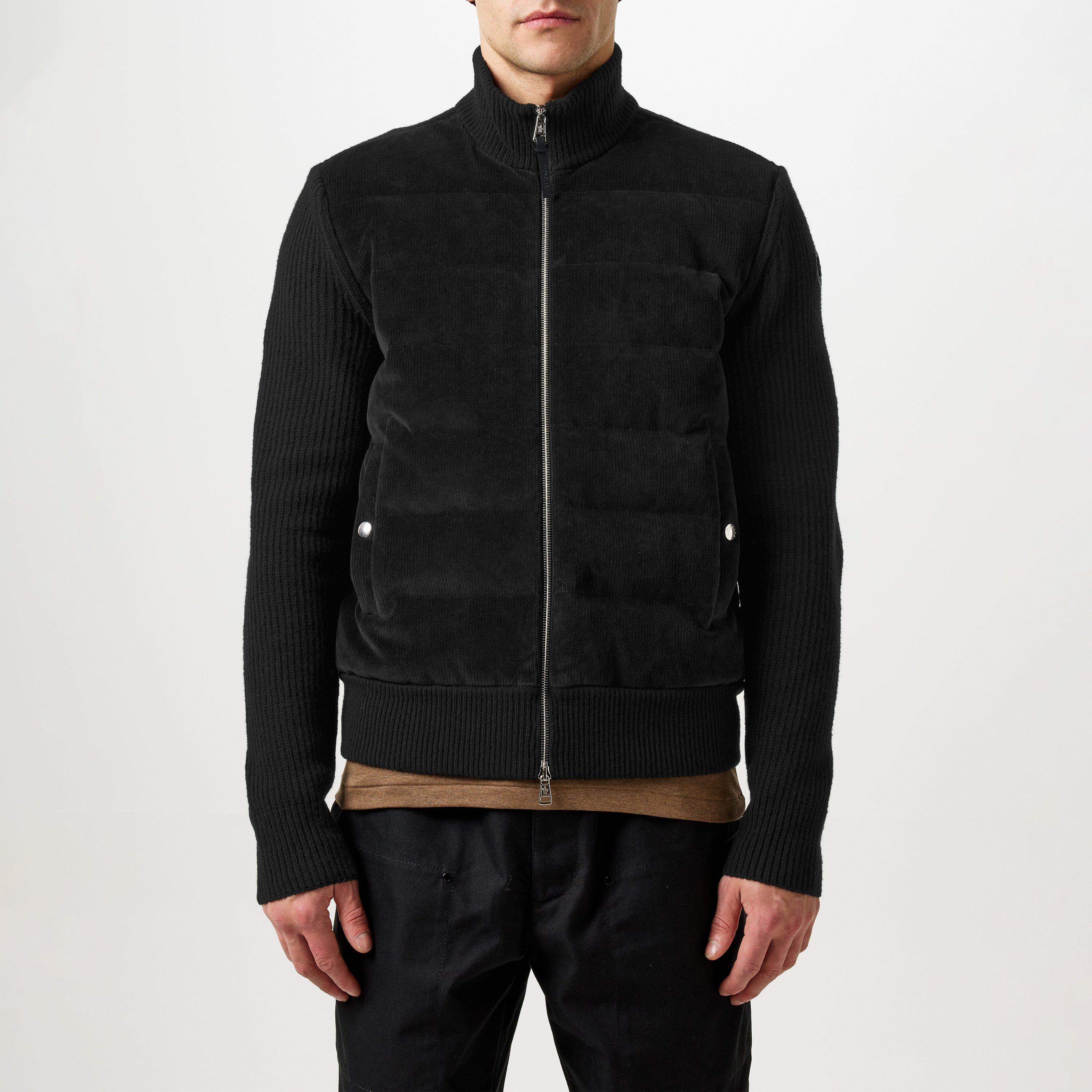 Black 999 - Moncler - Men's Padded Wool Velvet Down Long Sleeve Hybrid Jacket - 1