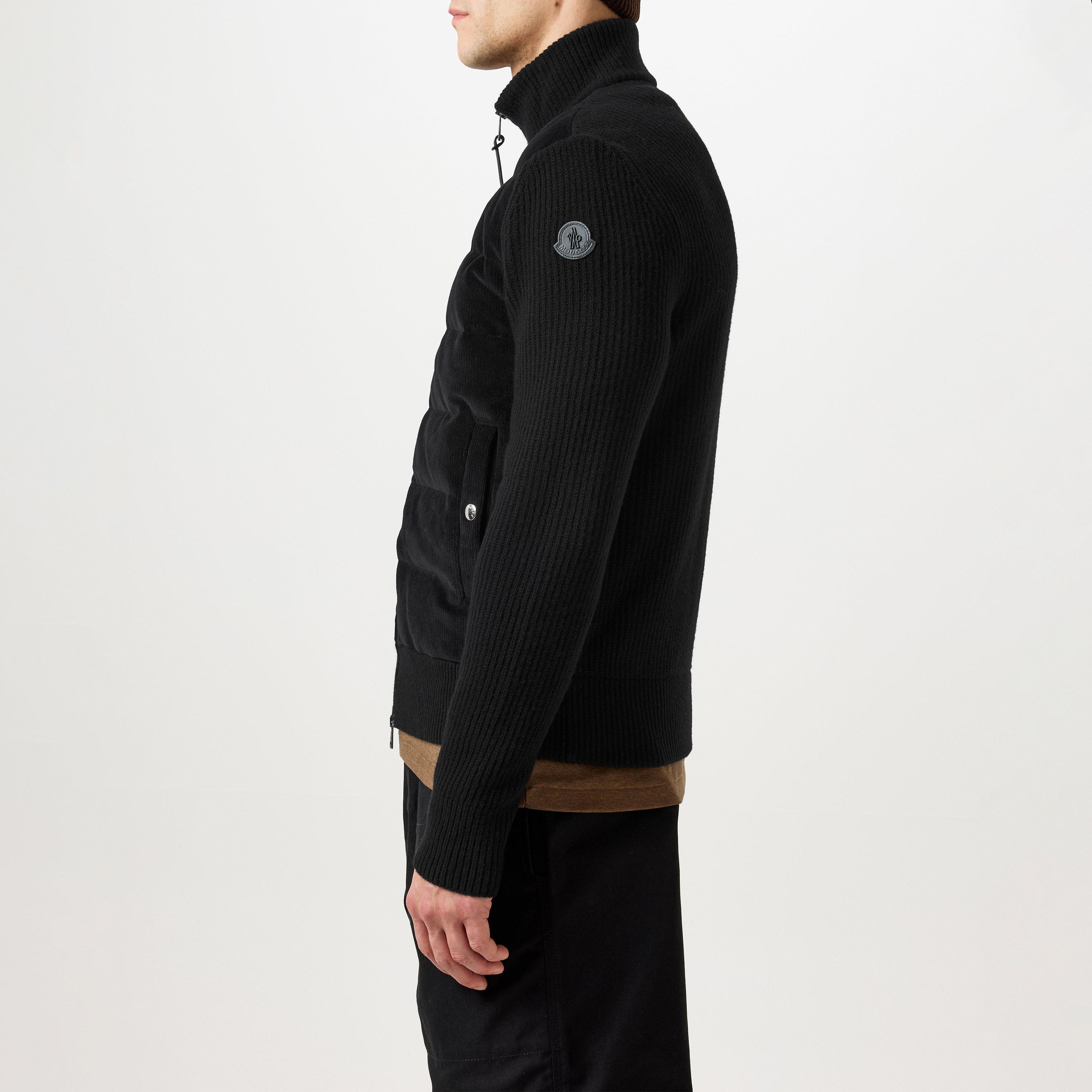 Black 999 - Moncler - Men's Padded Wool Velvet Down Long Sleeve Hybrid Jacket - 2