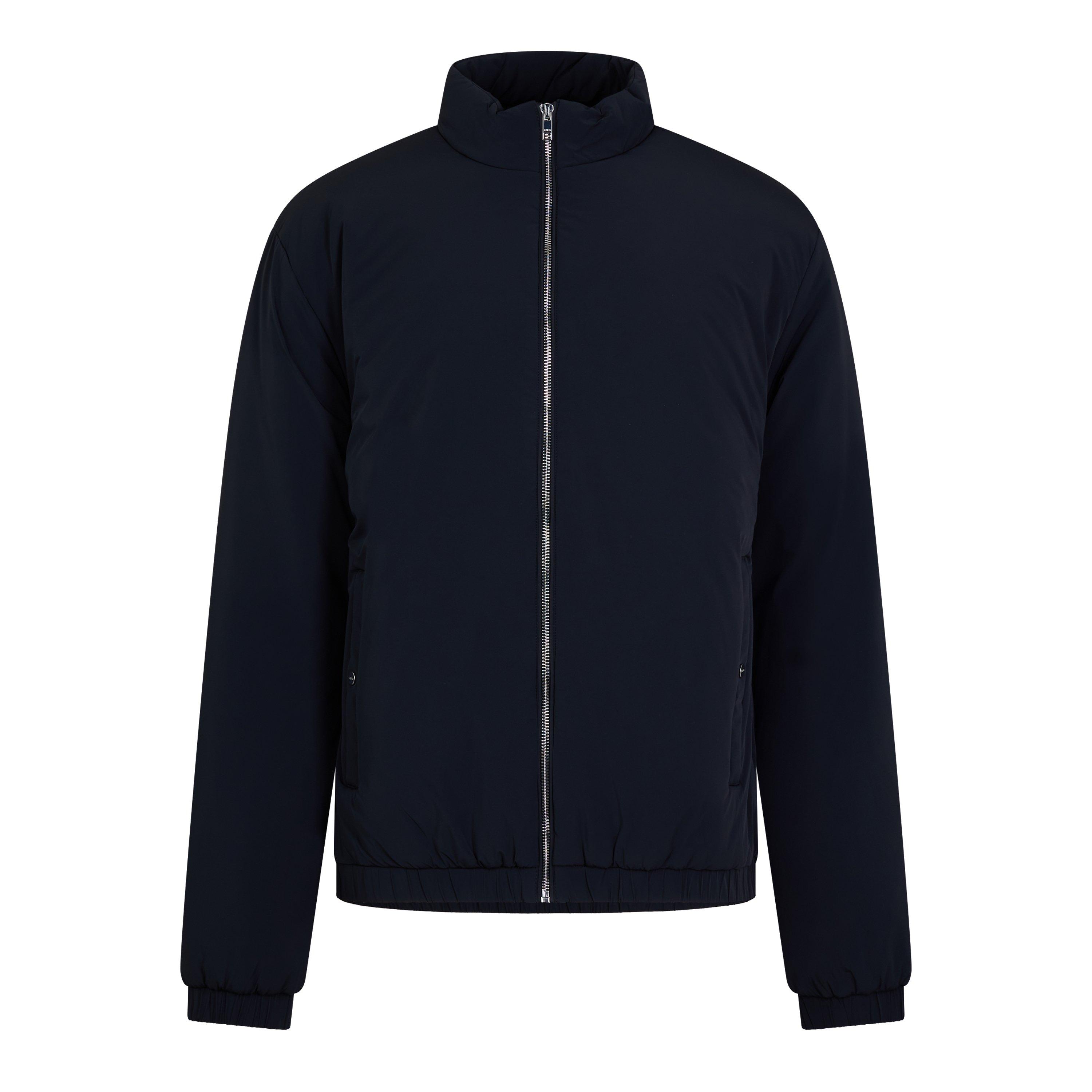 Black - CAPO - Men's Bomber Full-Zip Stand-Collar Slim-Fit Medium Puffer Jacket - 1