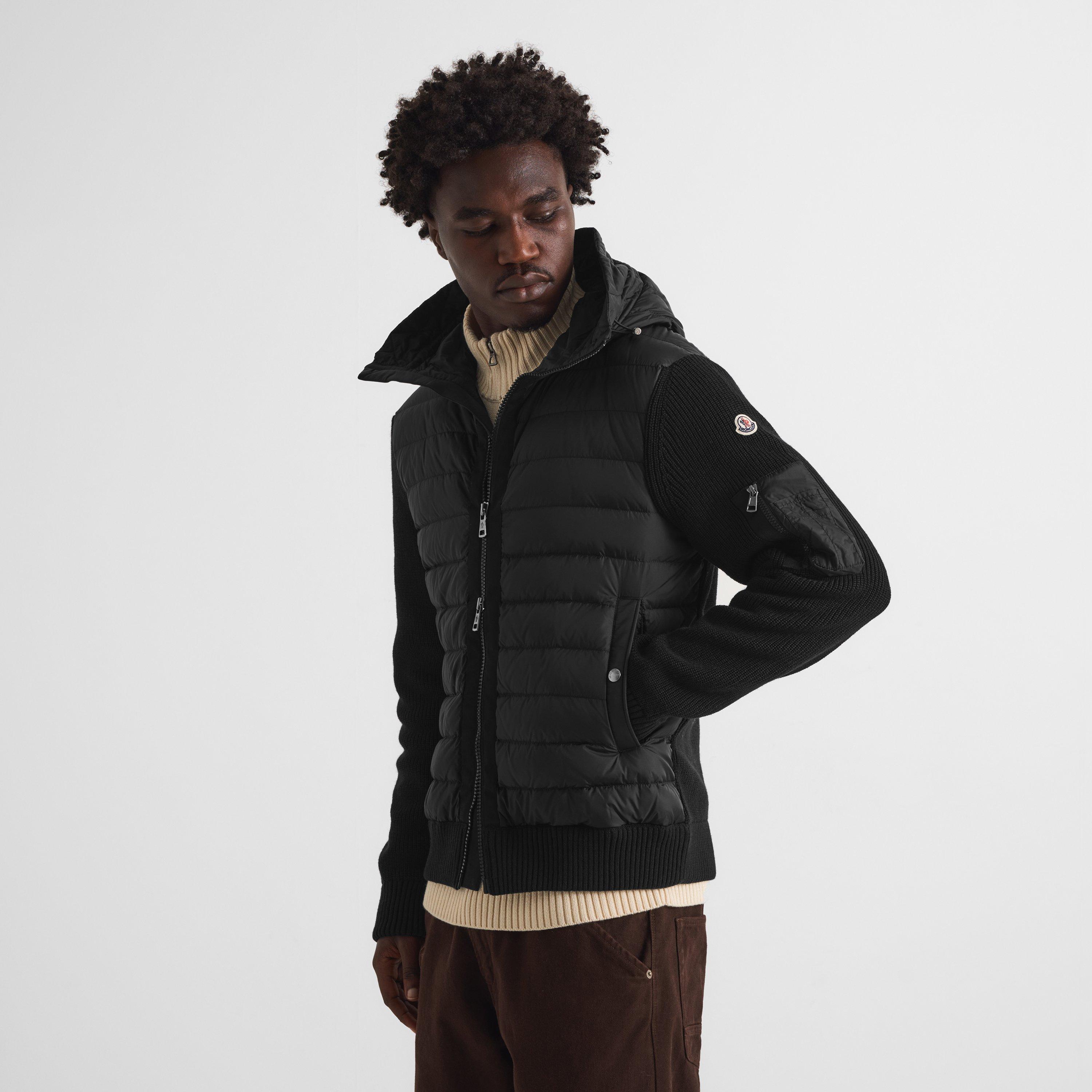 Black 999 - Moncler - Men's Hybrid H Wool Hooded Jacket - 3