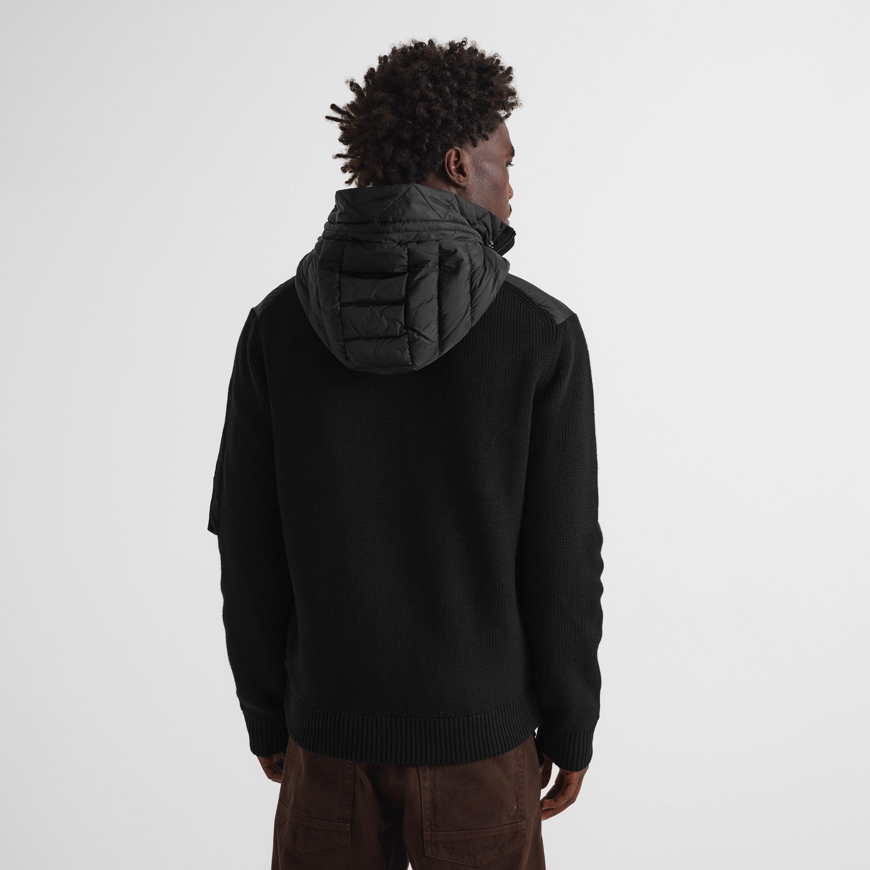 Black 999 - Moncler - Men's Hybrid H Wool Hooded Jacket - 4