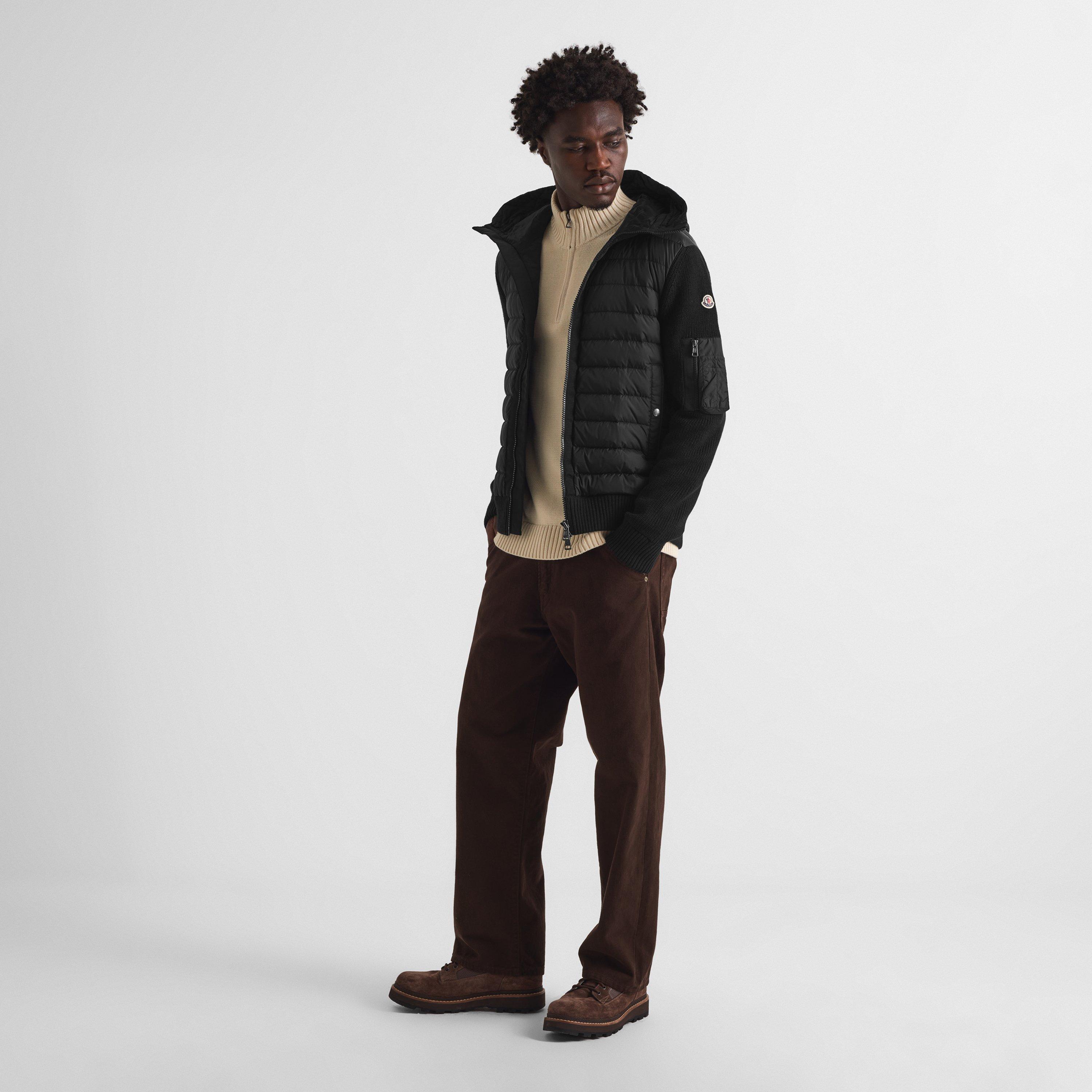 Black 999 - Moncler - Men's Hybrid H Wool Hooded Jacket - 6