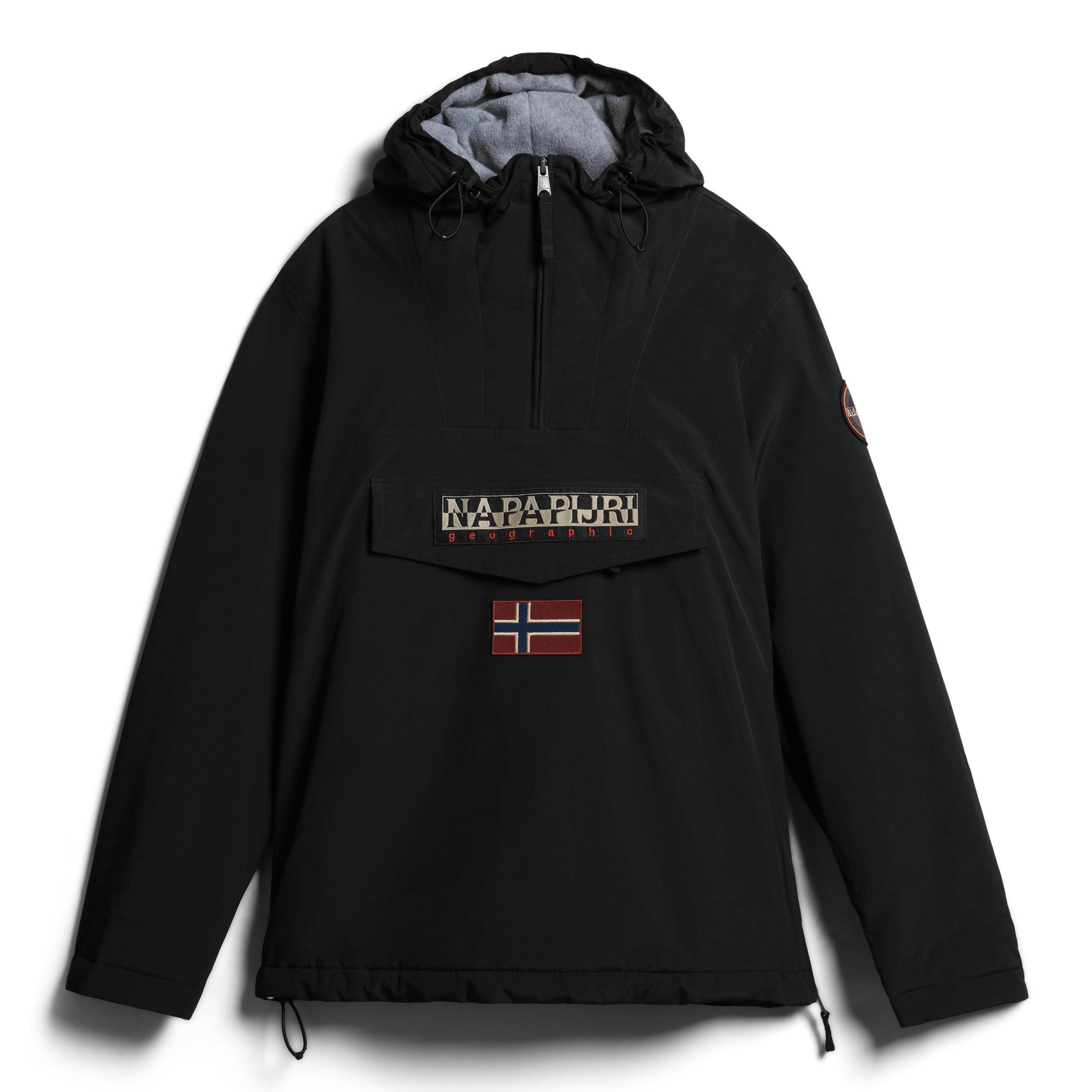 Negro - Napapijri - Mens Rainforest Water Resistant Hooded Long Sleeve Rain Anorak - 1