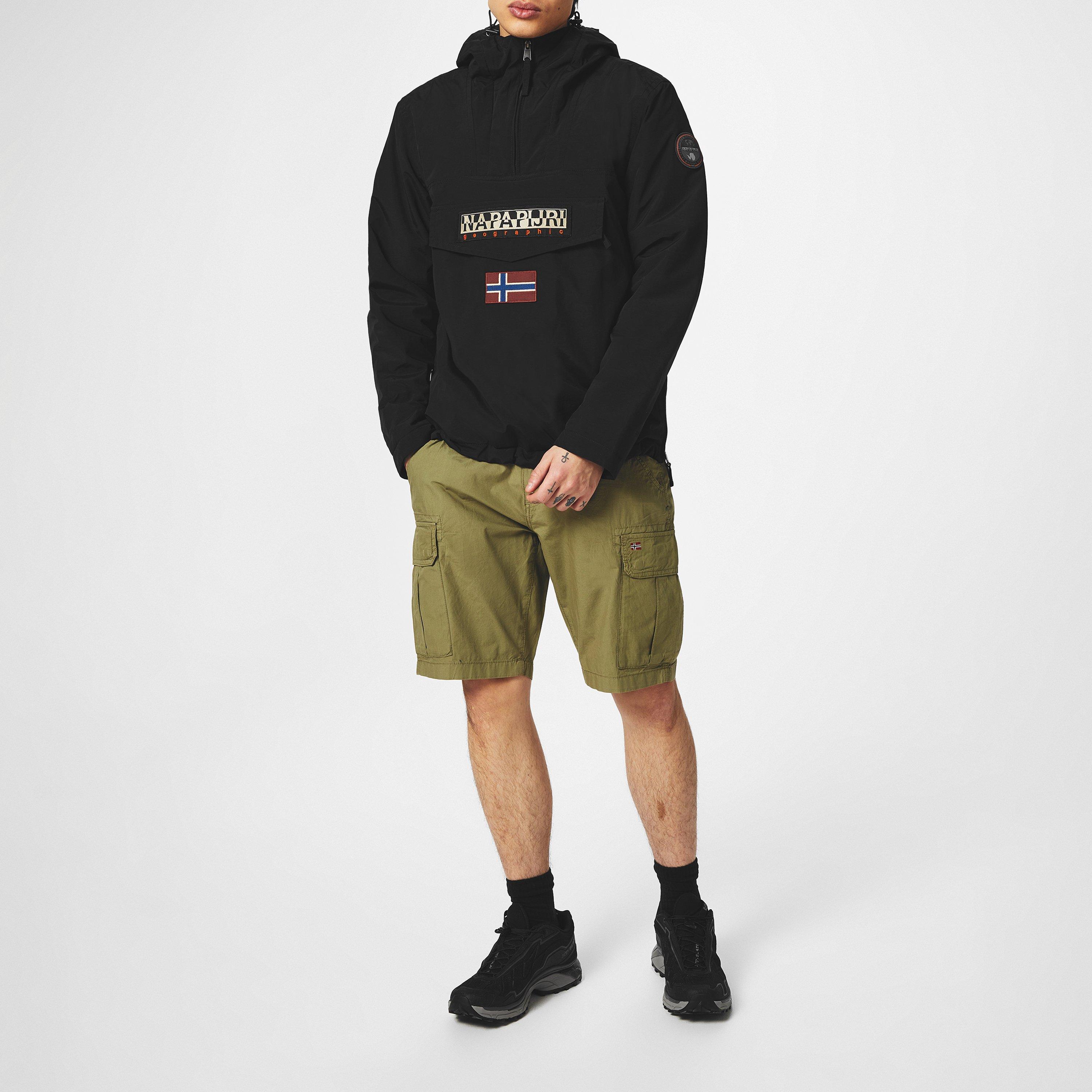 Black - Napapijri - Men's Rainforest Water Resistant Hooded Long Sleeve Rain Anorak - 7