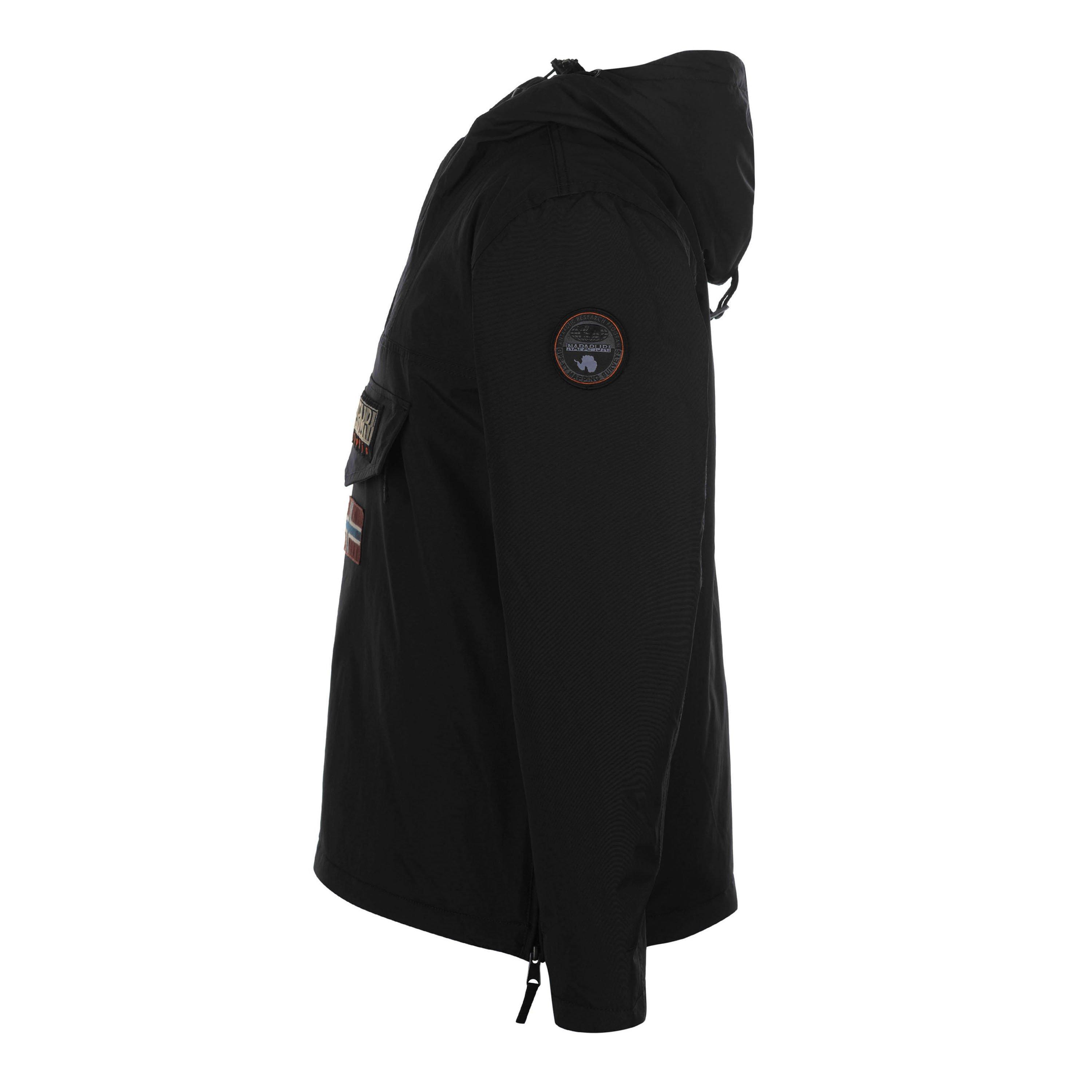 Black - Napapijri - Men's Rainforest Water Resistant Hooded Long Sleeve Rain Anorak - 8