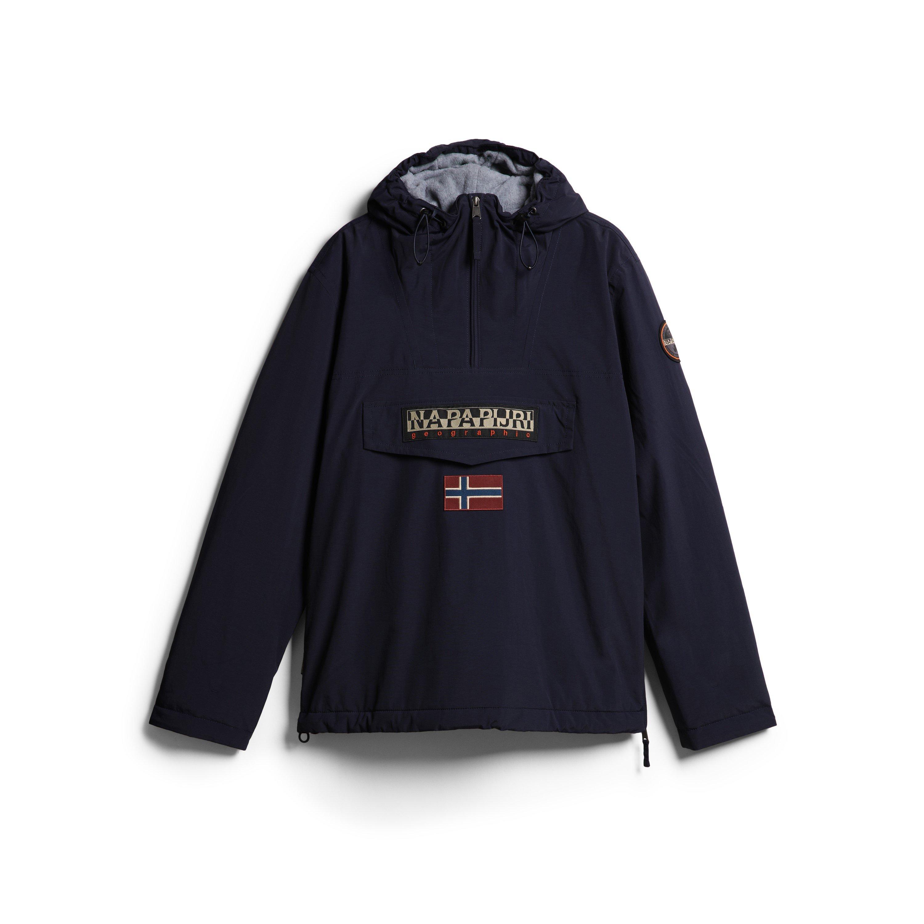 Napapijri Mens Rainforest Water Resistant Hooded Long Sleeve Rain Anorak - Navy - M